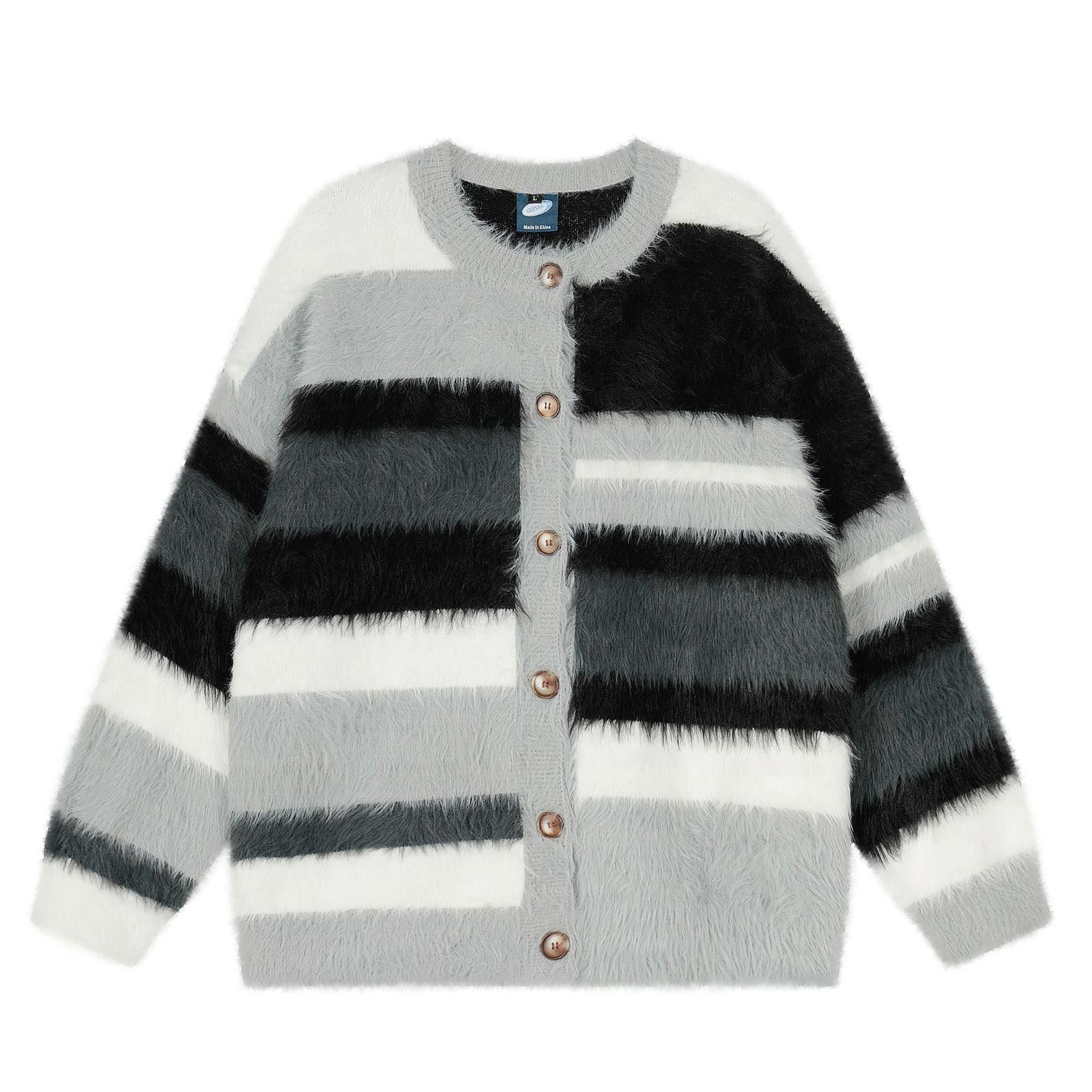 Japanese Brand Mohair Stripe Knit Cardigan | Bold Contrast Colour Size US M / EU 48-50 / 2 - 3 Thumbnail