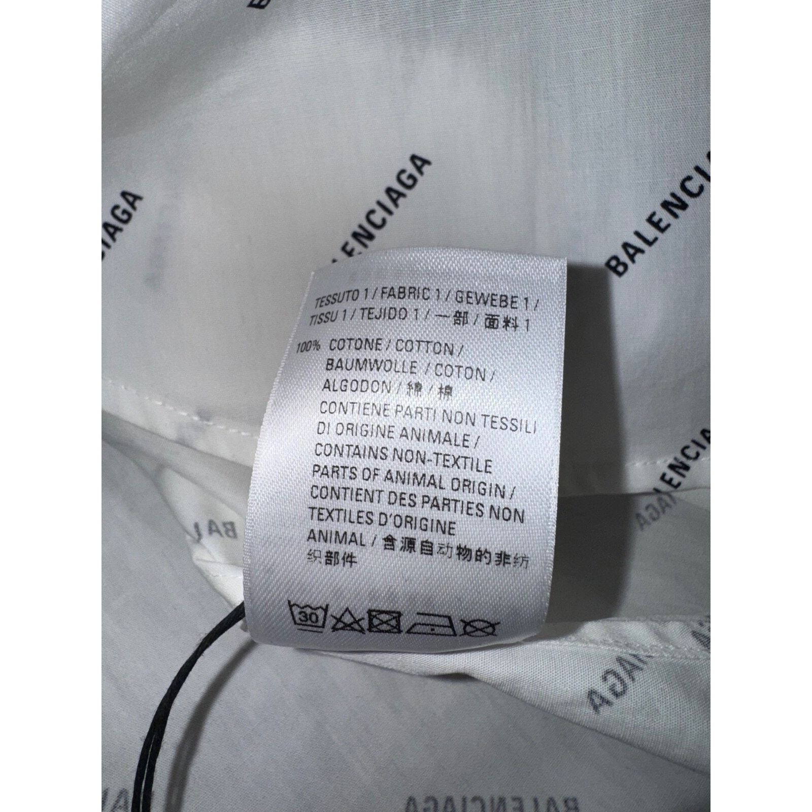 Balenciaga Balenciaga White Black All Over Logo Long Sleeve Button Up Size US M / EU 48-50 / 2 - 23 Thumbnail