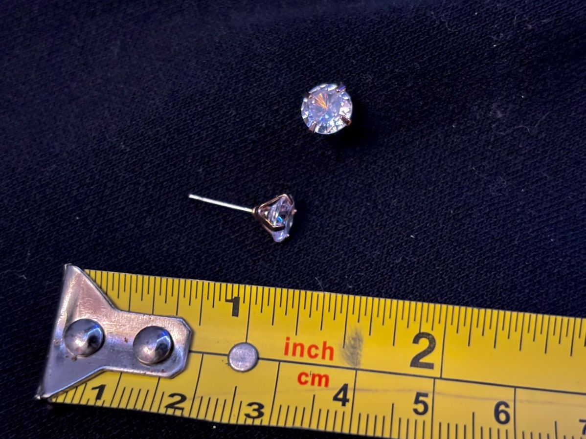 Other Round Cubic Zirconia Stud Earrings – Rose Gold Tone frame Size ONE SIZE - 2 Thumbnail