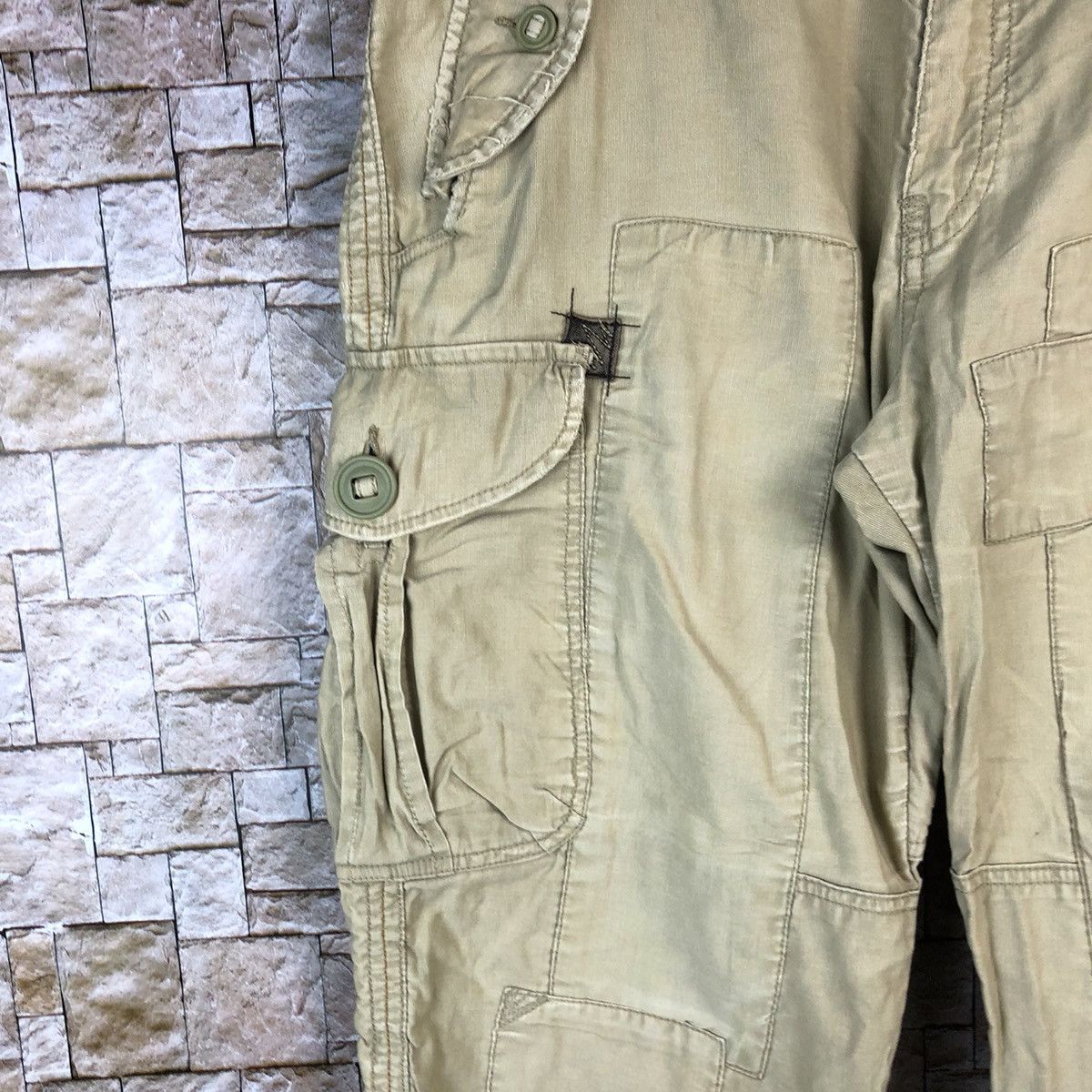 Japanese Brand Back Number Brown Cargo Multipocket Pants #A1134 Size US 35 - 10 Thumbnail