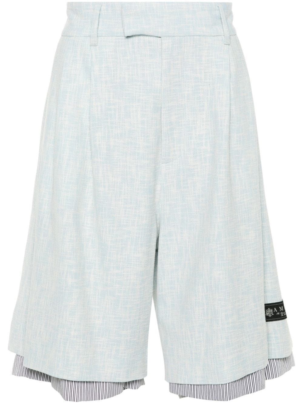 Amiri oc11z0525 Cross Hatch Layered Skater Short in Gray Dawn Size US 34 / EU 50 - 1 Thumbnail