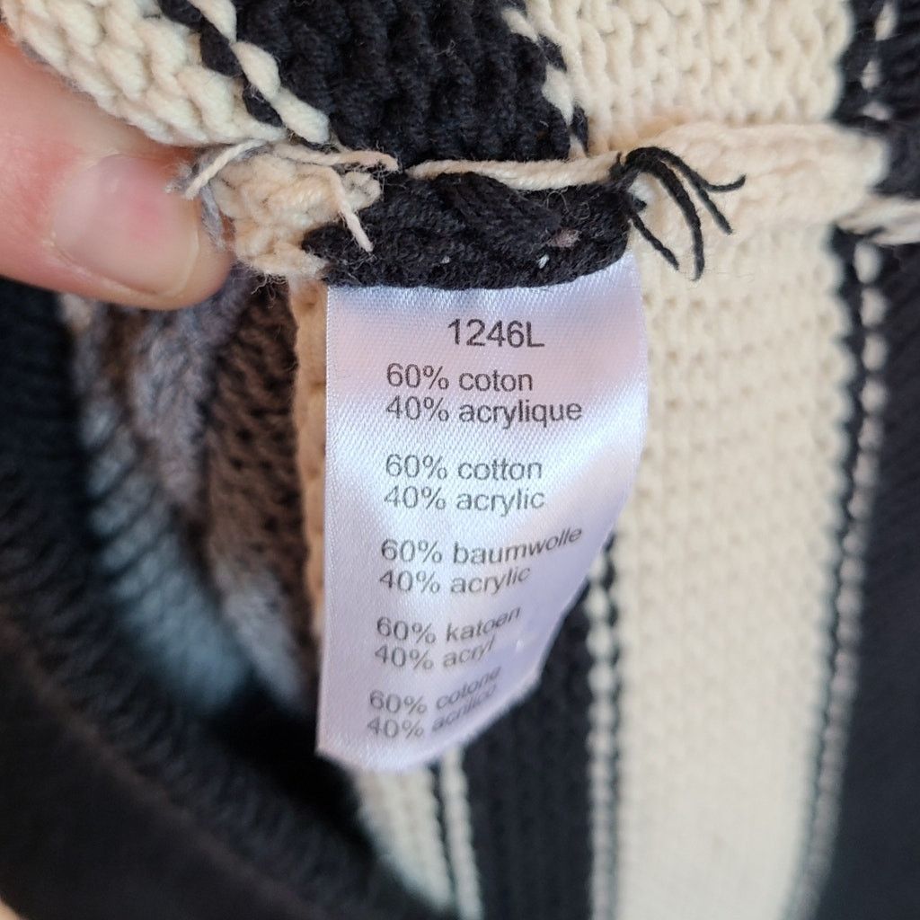 Lacoste vintage 90s Lacoste cream grey blackknit sweater medium Size US M / EU 48-50 / 2 - 8 Thumbnail
