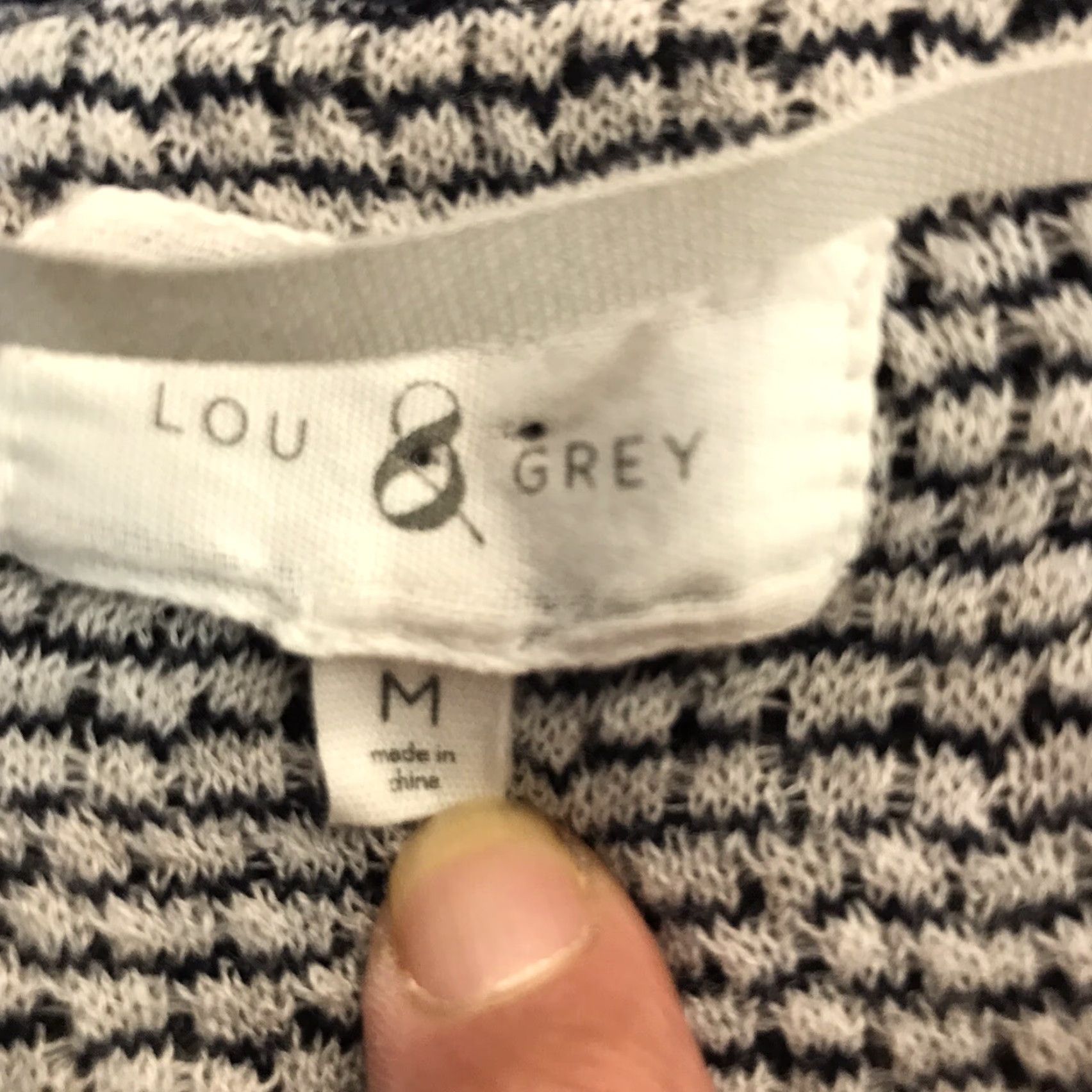 Lou & Grey Lou & Grey Geometric Open Front Knit Cardigan Womens Size M Navy/White Lightweight Breathable Size M / US 6-8 / IT 42-44 - 5 Thumbnail
