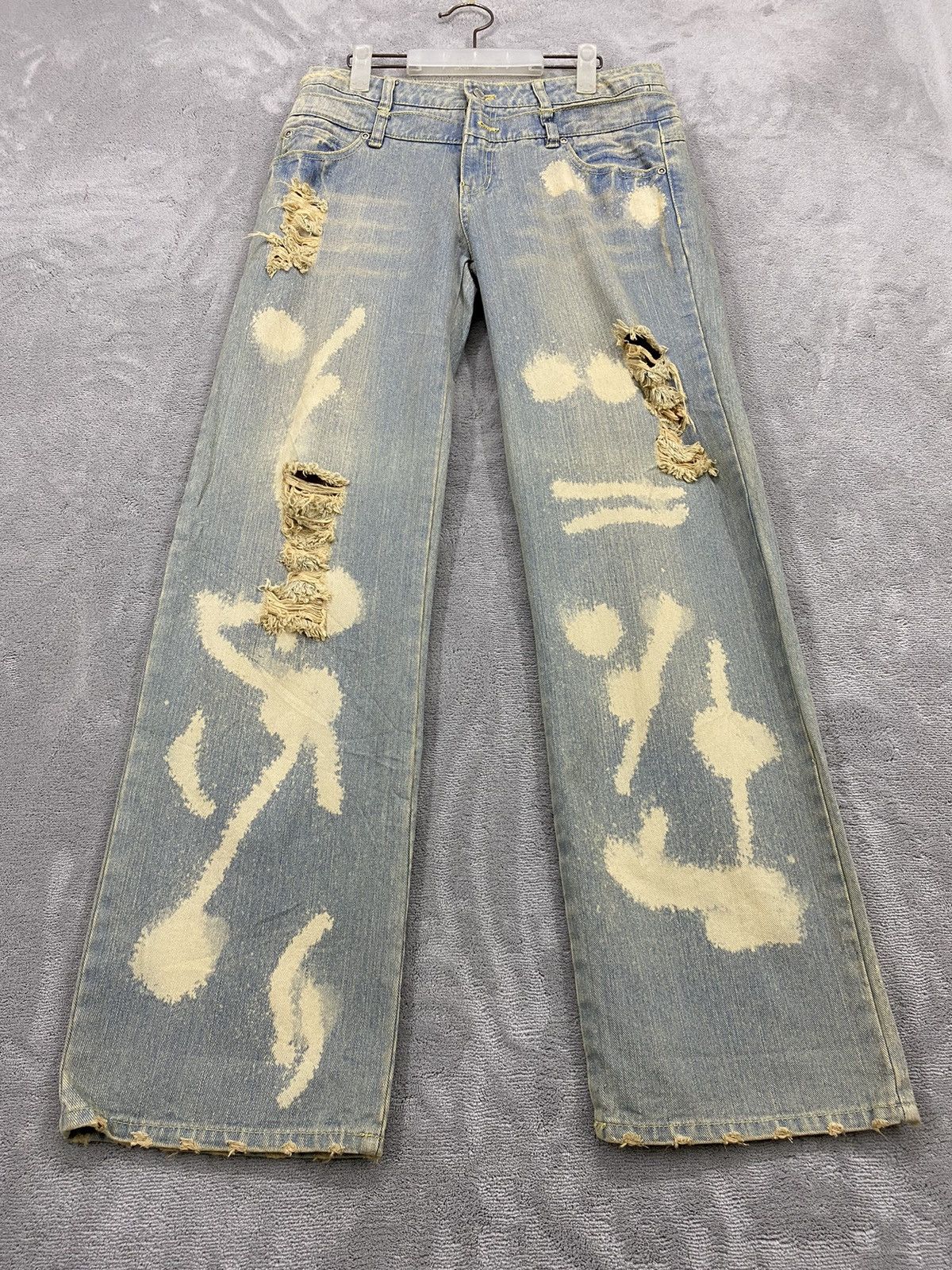 Issey Miyake 🔥(391B08) SKY BOMBER DISTRESSED ACID WASH JEANS‼️ Size US 32 / EU 48 - 5 Thumbnail