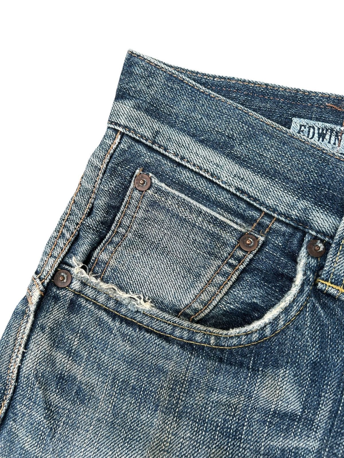 Kapital Vintage Edwin 505 Half Selvedge Distressed Dirty Denim Jeans Size US 30 / EU 46 - 15 Thumbnail