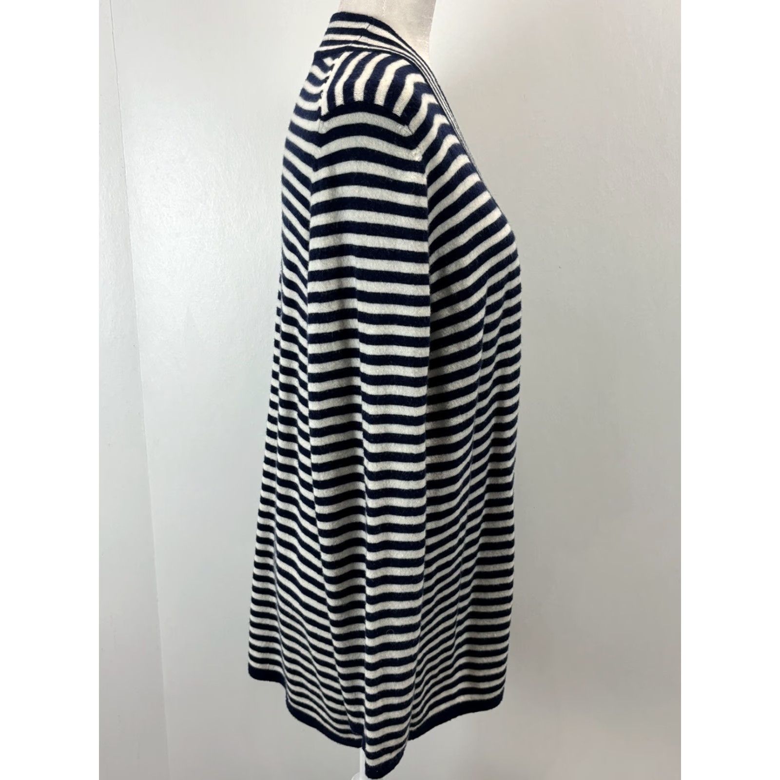 Talbots Talbots Lambswool Blend Knit Sweater Cardigan Sz 1X Plus Striped Open Front Size XL / US 12-14 / IT 48-50 - 4 Thumbnail