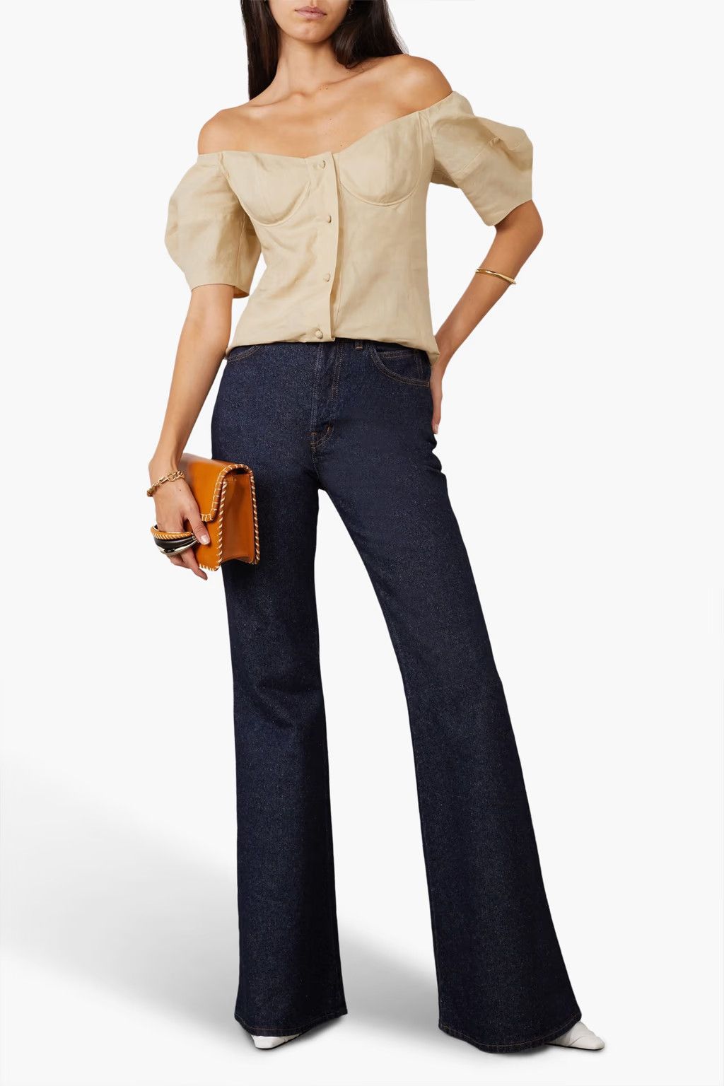 Chloe o1y0825 Linen Shirt in Beige Size S / US 4 / IT 40 - 2 Thumbnail
