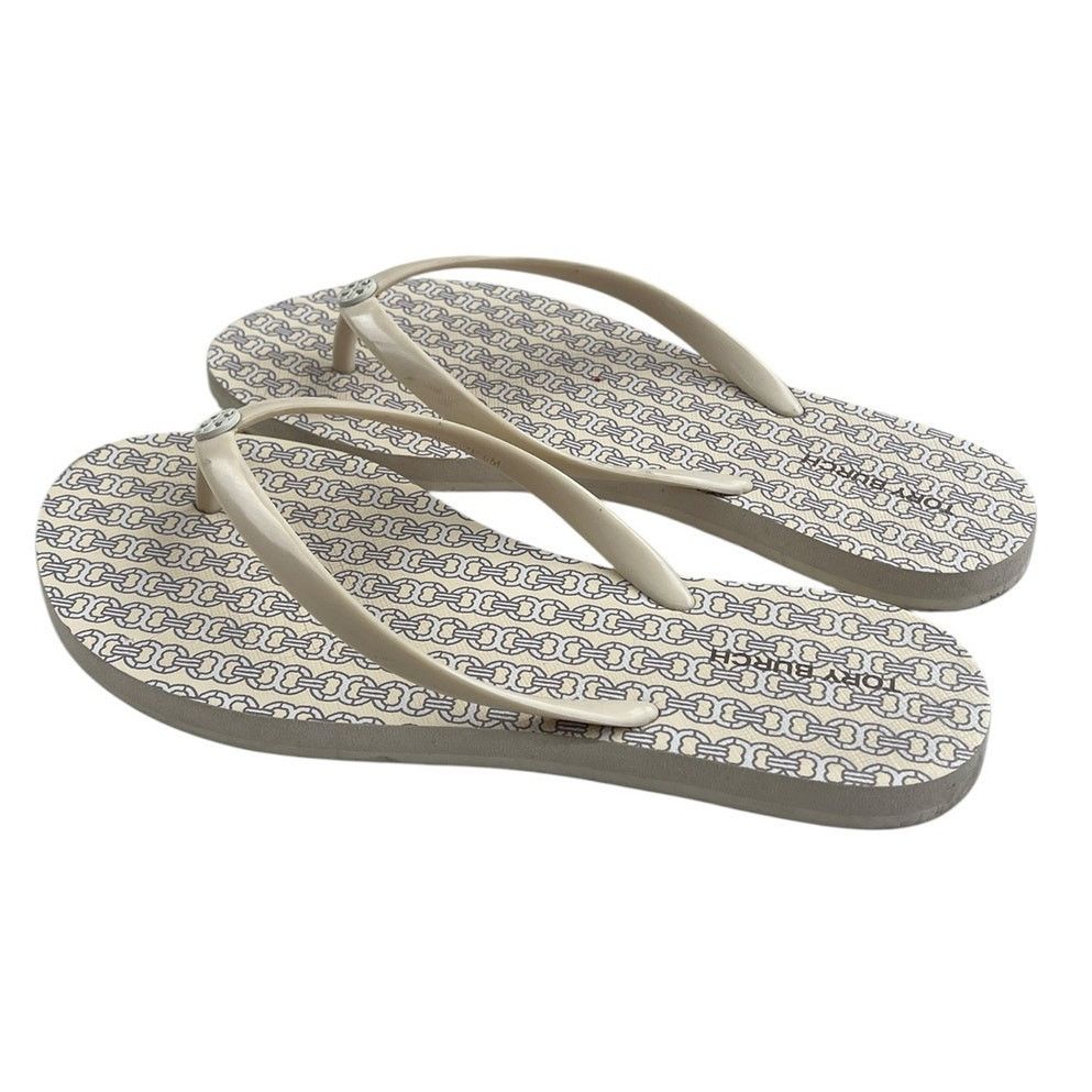 Tory Burch Tory Burch Rubber Flip Flop Sandal 6M White Geometric Beach Size US 6 / IT 36 - 4 Thumbnail