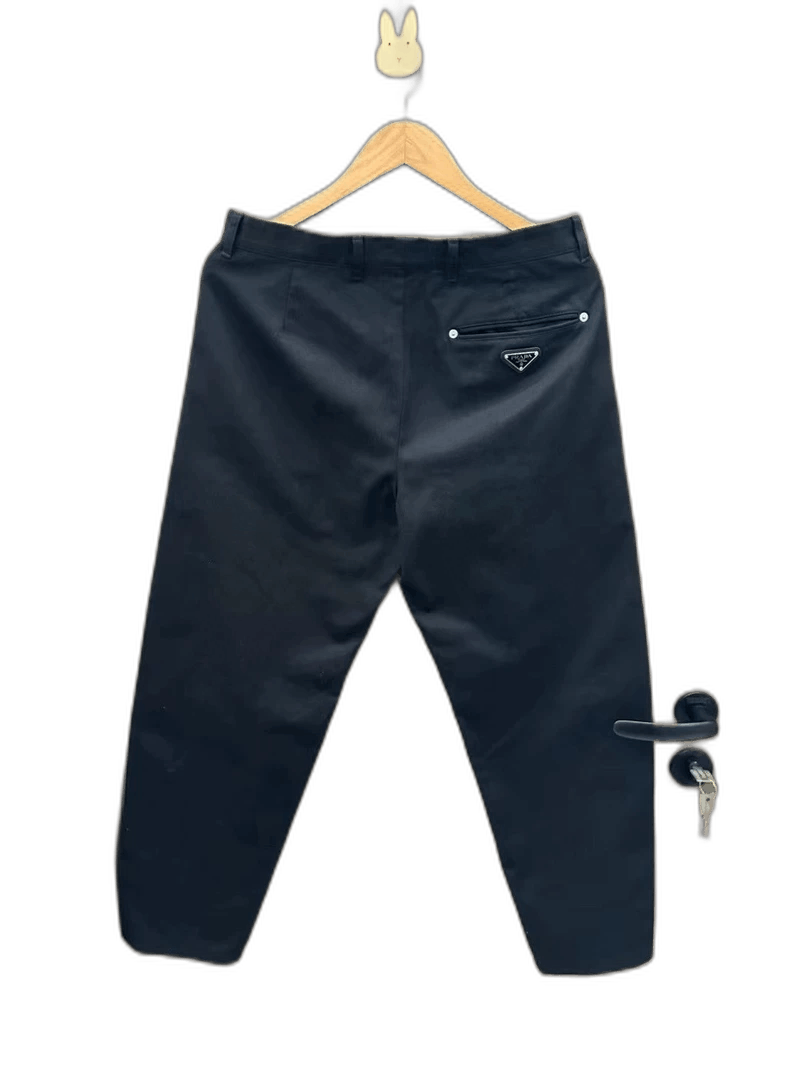 Prada New Prada Black Casual Pants with Triangle Logo-yf Size US 44 / EU 60 - 1 Thumbnail