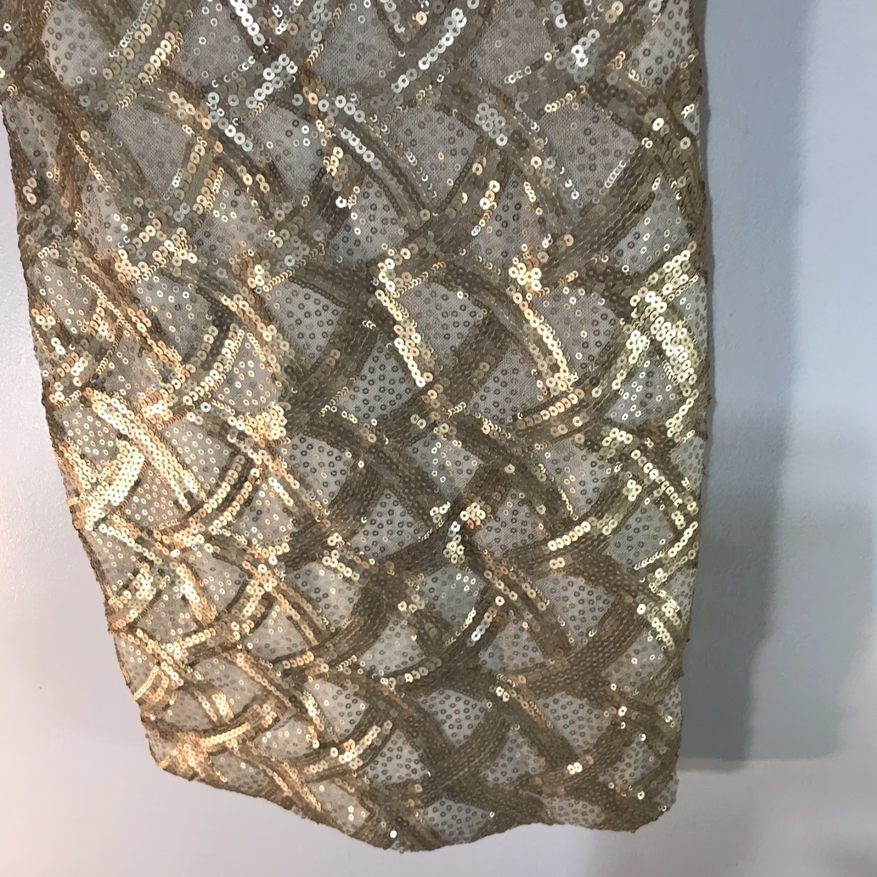 Vintage As You Wish Gold/Wht Sequin Covered 3/4 Sleeve Formal Dress Womens Size M Size M / US 6-8 / IT 42-44 - 3 Thumbnail