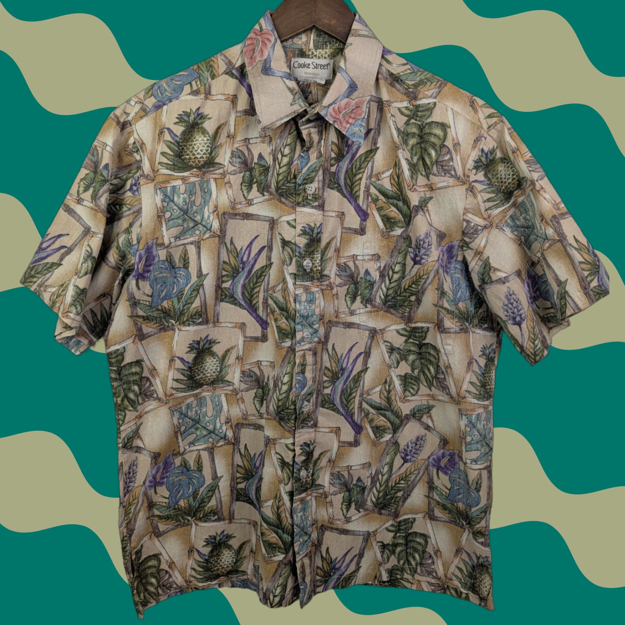 ALOHAS Vtg Cooke Street Mens Hawaiian Floral Aloha Button Short Sleeve Cotton Shirt Size US L / EU 52-54 / 3 - 1 Thumbnail