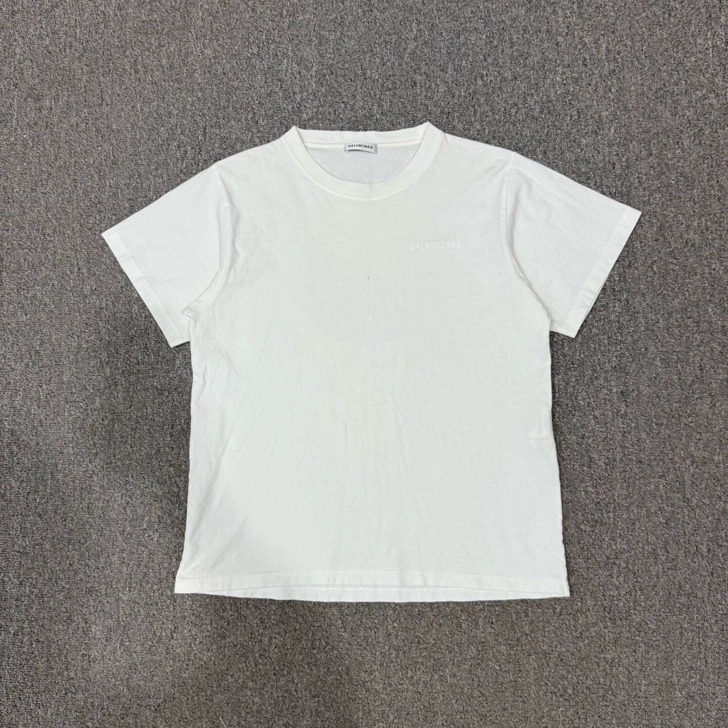 Balenciaga White Embroidered Logo Short Sleeve Tee L 95 New