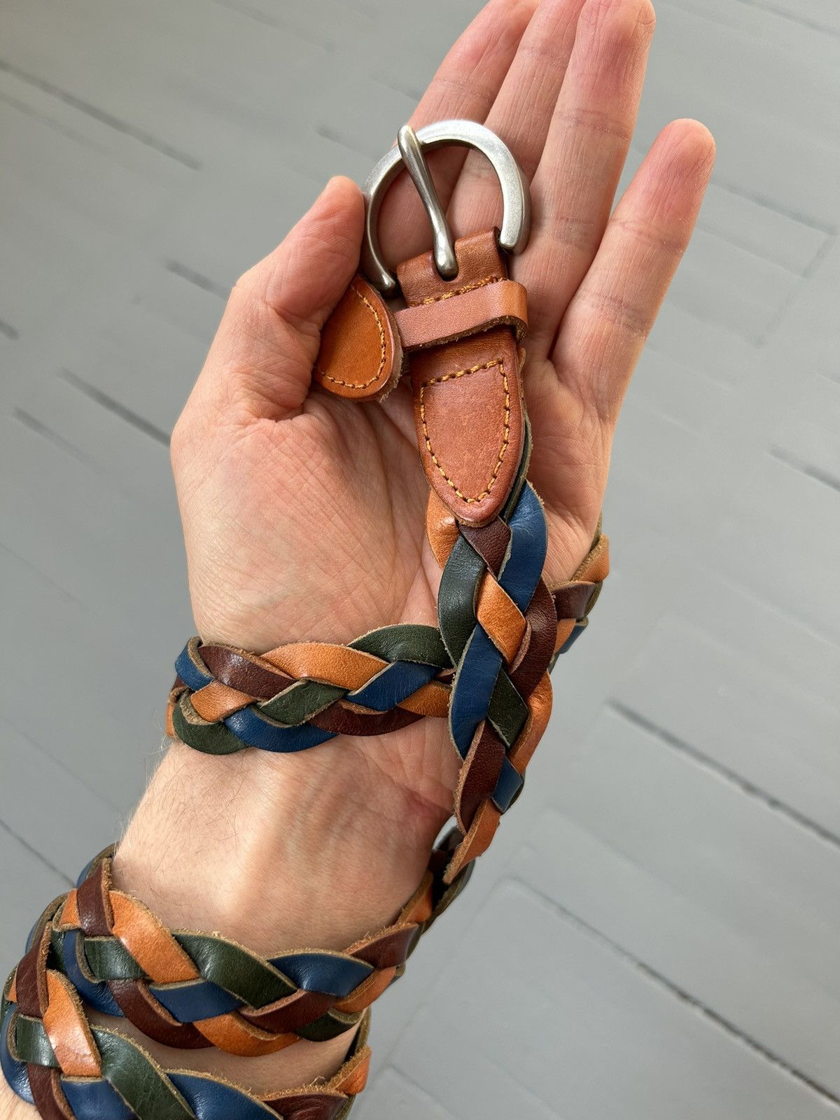 Leather × Vintage Braided leather belt Size ONE SIZE - 2 Thumbnail