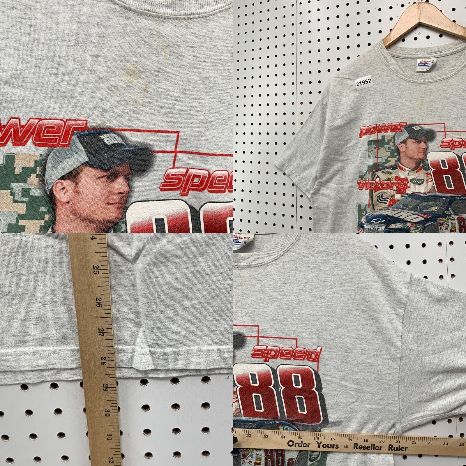 Hanes VINTAGE Nascar Dale Earnhardt Jr Shirt Gray National Guards Adult Large 21x28.5 Size US L / EU 52-54 / 3 - 8 Thumbnail