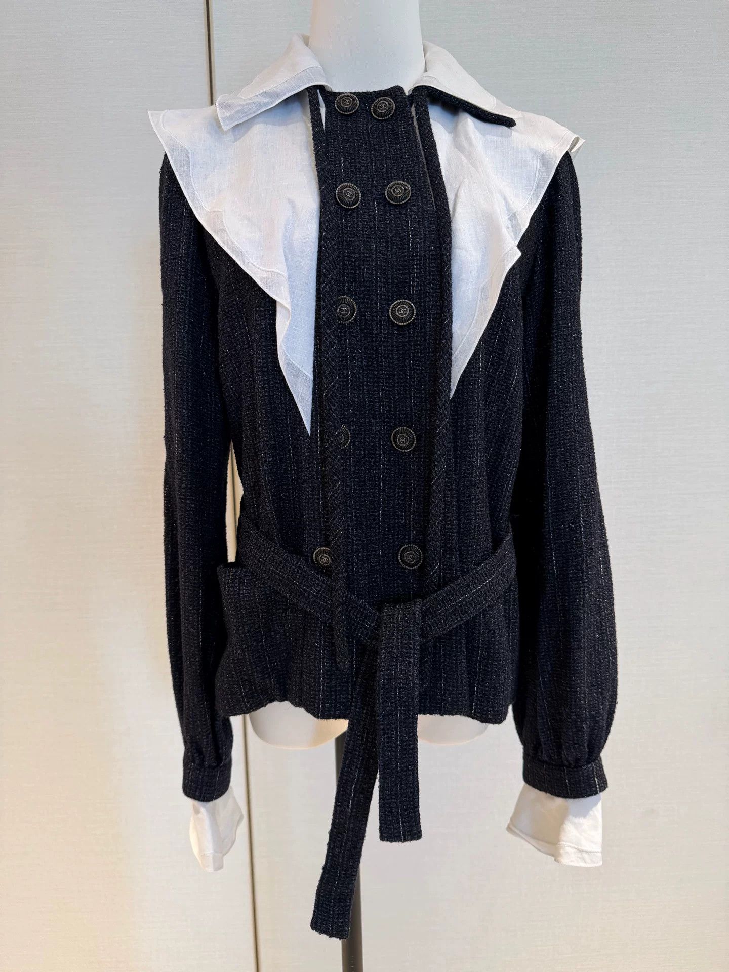 Chanel Chanel Blue Black Sequin Double-Breasted Coat Size US XS / EU 42 / 0 - 1 Thumbnail