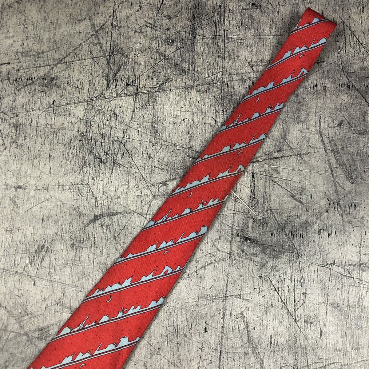 Hermes Hermes Distressed Paris Night Skyline Tie Size ONE SIZE - 8 Thumbnail