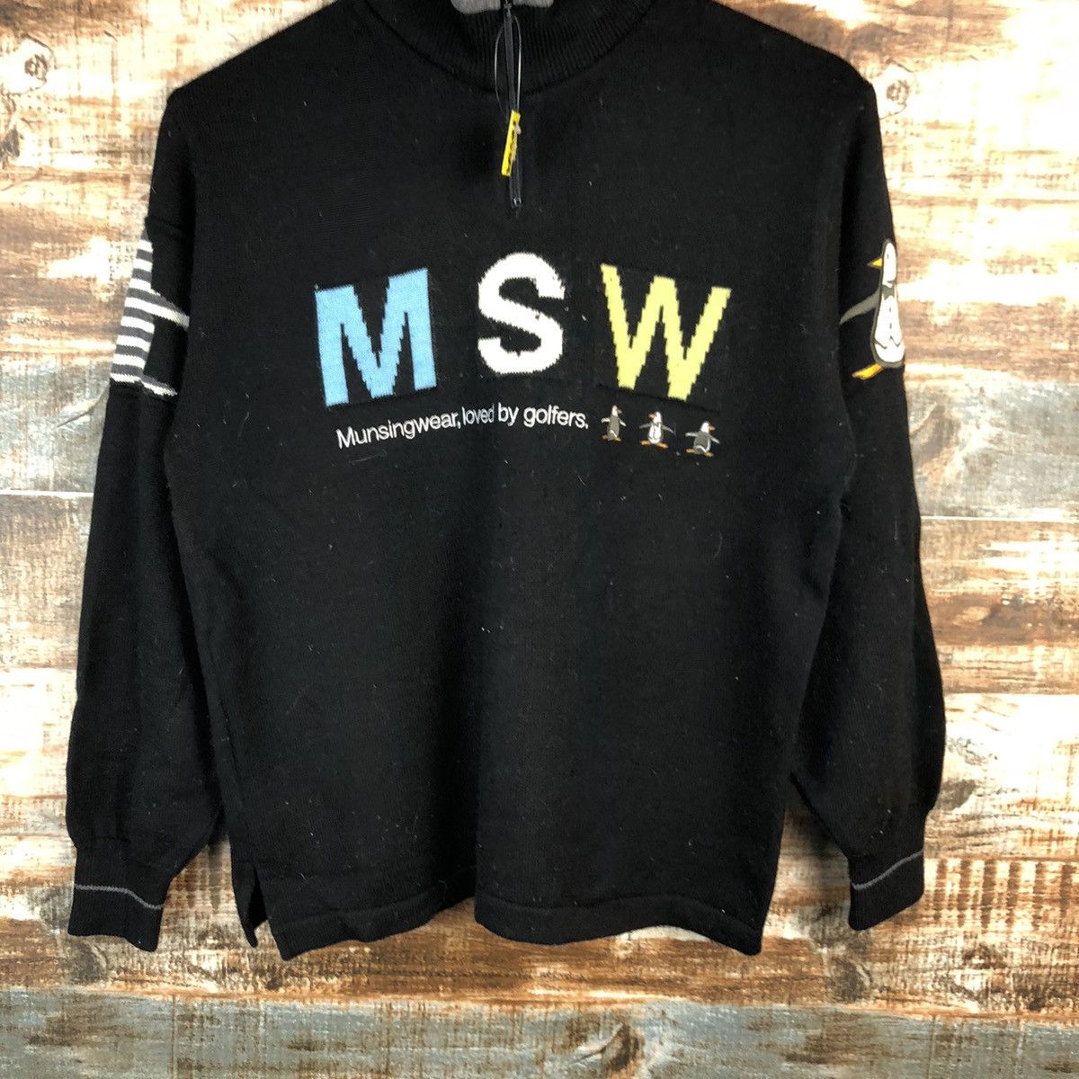 Homespun Knitwear × Japanese Brand × Vintage MSW munsingwear Black Knitwear sweatshirt #A1560 Size US S / EU 44-46 / 1 - 6 Thumbnail