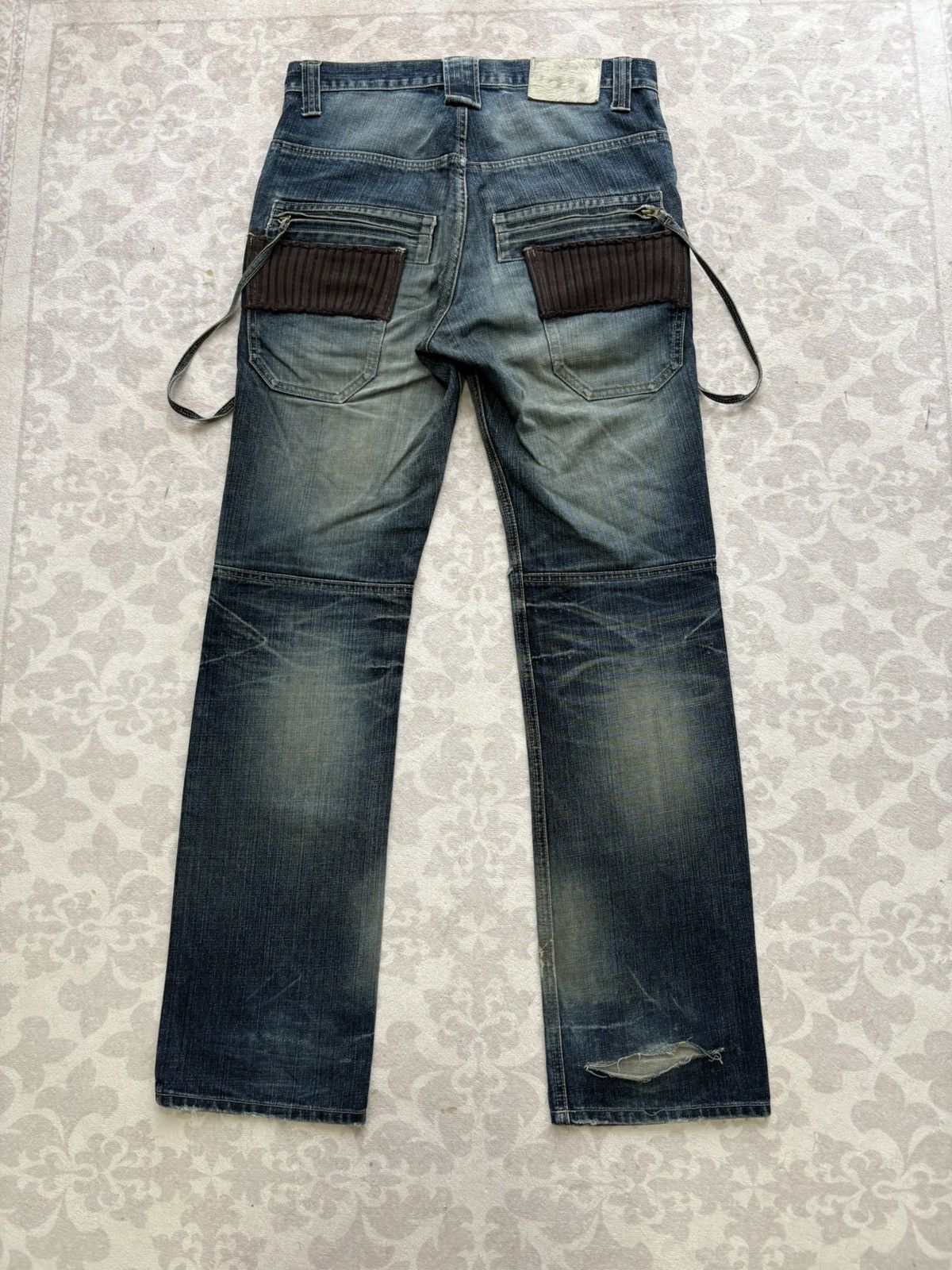 PPFM PPFM Archival Distressed Cargo Denim Zipped Ribbed Pockets Size US 33 - 2 Thumbnail