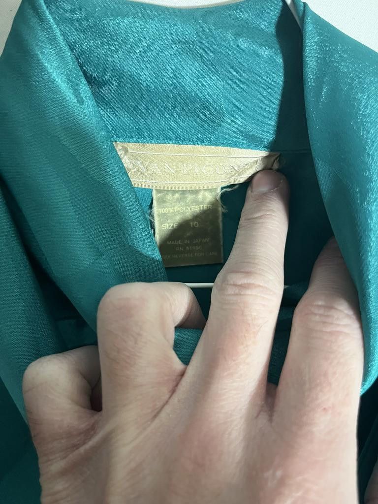 Diane von Furstenberg Vintage Diane von Furstenberg Turquoise Blouse with Bow Tie Size L / US 10 / IT 46 - 2 Thumbnail