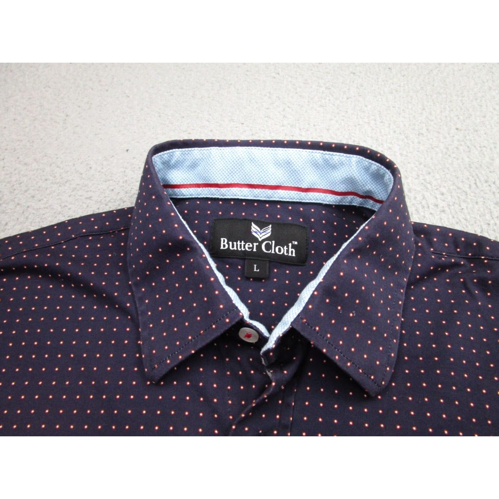 Vintage Buttercloth Slim Fit Button-Up Shirt Mens Large Blue Polka Dot Stretch Casual Preppy Size US L / EU 52-54 / 3 - 5 Thumbnail