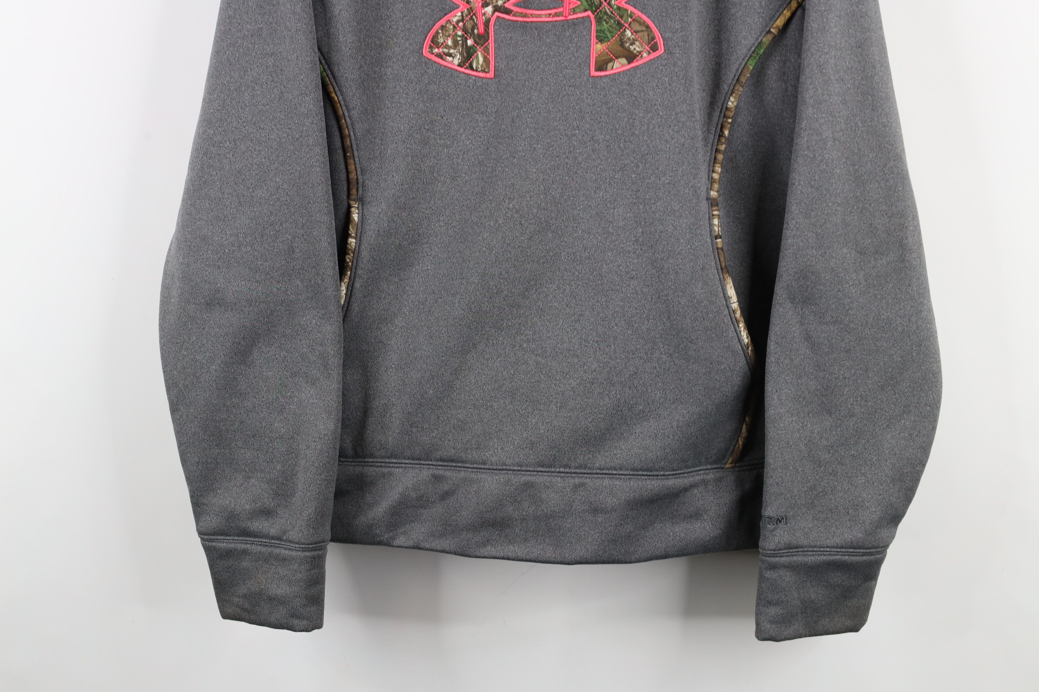 Under Armour × Vintage Under Armour Big Logo Camouflage Hoodie Sweatshirt Gray Size XL / US 12-14 / IT 48-50 - 3 Thumbnail