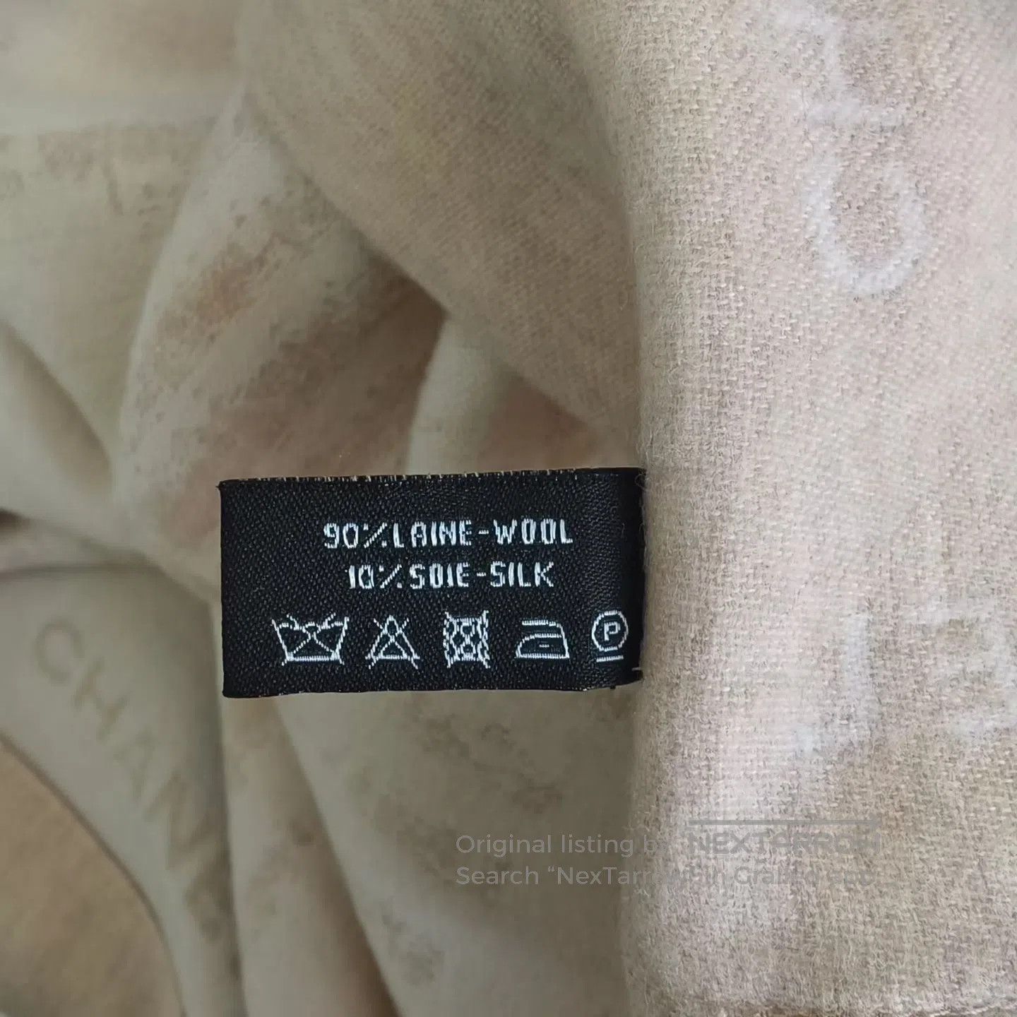 Chanel Chanel Beige Coco Graffiti Wool Blanket Wrap / Shawl| Size ONE SIZE - 6 Thumbnail