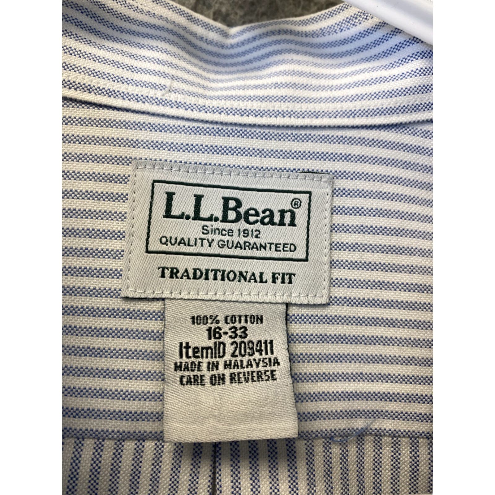 Vintage Vintage LL Bean Shirt Adult 16 33 Blue Stripes Button Down 82-80 / 16 Button-Up Collared USA Classic Button Down Long Sleeve Size US L / EU 52-54 / 3 - 4 Thumbnail