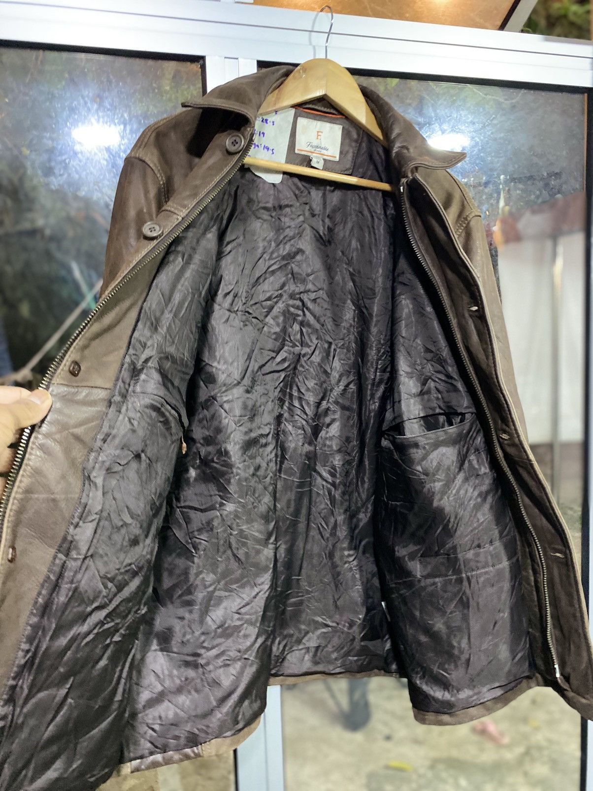 Japanese Brand Vintage 90s Faconnable Brown Leather Parka Jacket Coat Large Size US M / EU 48-50 / 2 - 10 Thumbnail