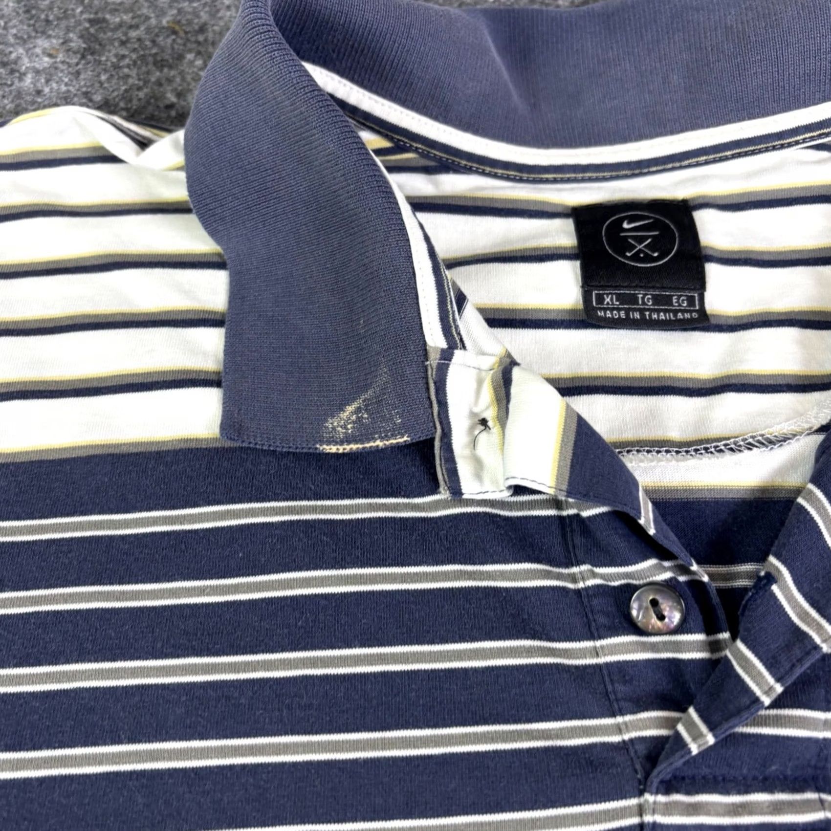 Nike Nike Golf Polo Shirt Mens XL Short Sleeve Striped Navy Blue Yellow White Multicolor 90s Casual Golf Shirt Size US XL / EU 56 / 4 - 7 Thumbnail