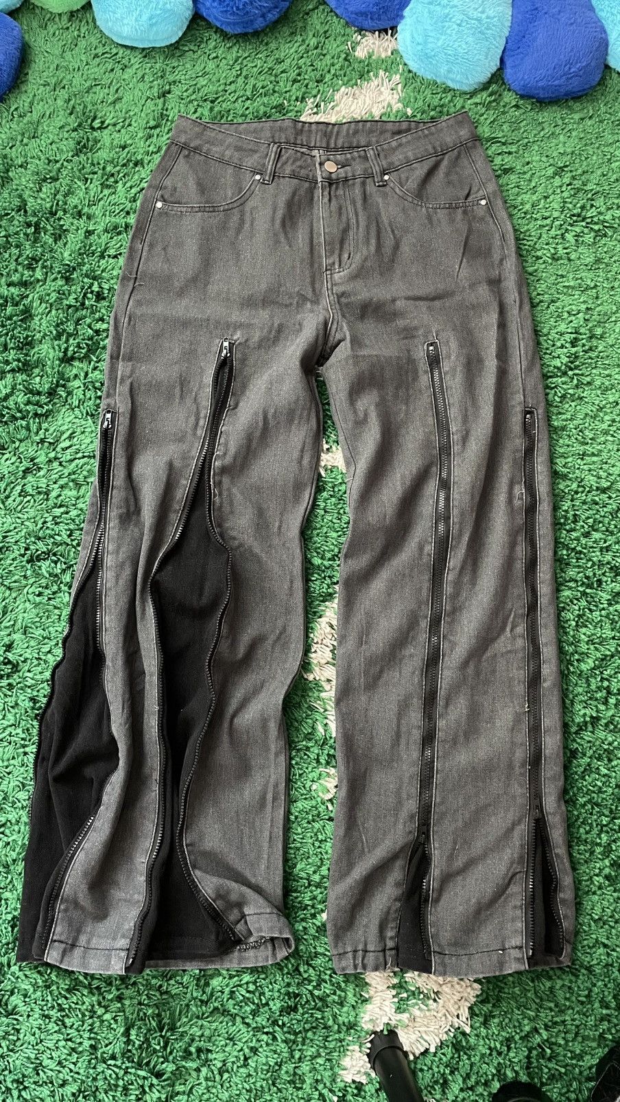 Vintage Flare baggy zipper jeans flared goth Size US 31 - 1 Thumbnail