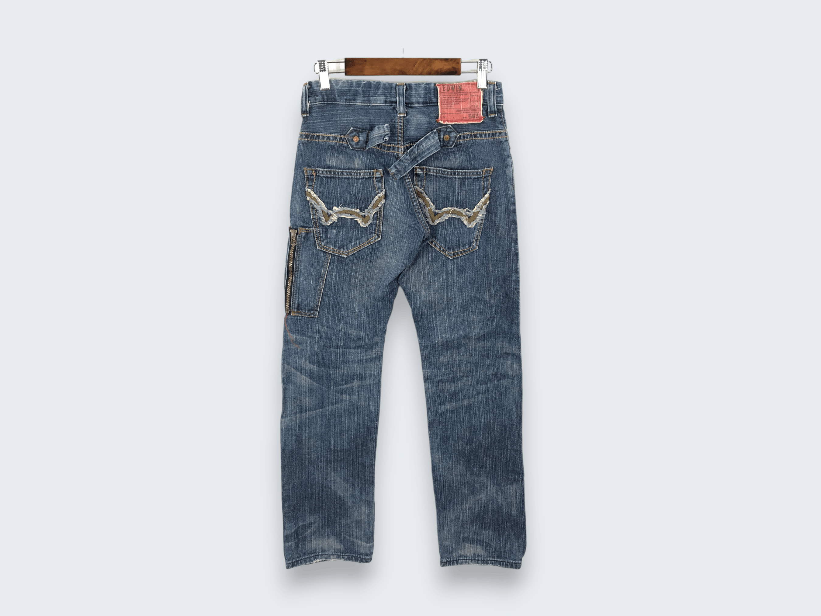 Edwin × Vintage 28 x 29 Vintage Edwin 503 Distress Buckle Jeans L1335 Size US 28 / EU 44 - 2 Thumbnail