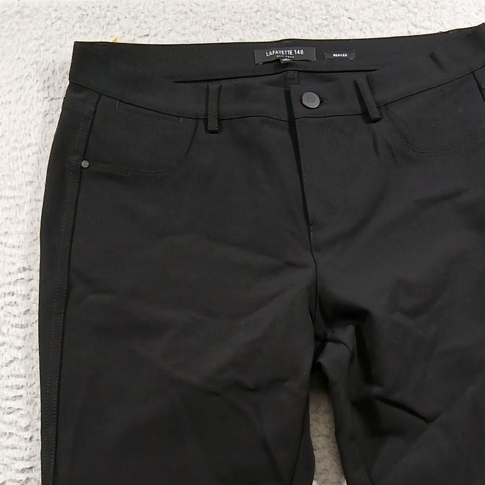 Vintage Lafayette 148 New York Mercer Slim Fit Pants Black Size 6 Woman Velvet? No, Black solid pants with pockets, stretchTwist? Size 28" / US 6 / IT 42 - 6 Thumbnail