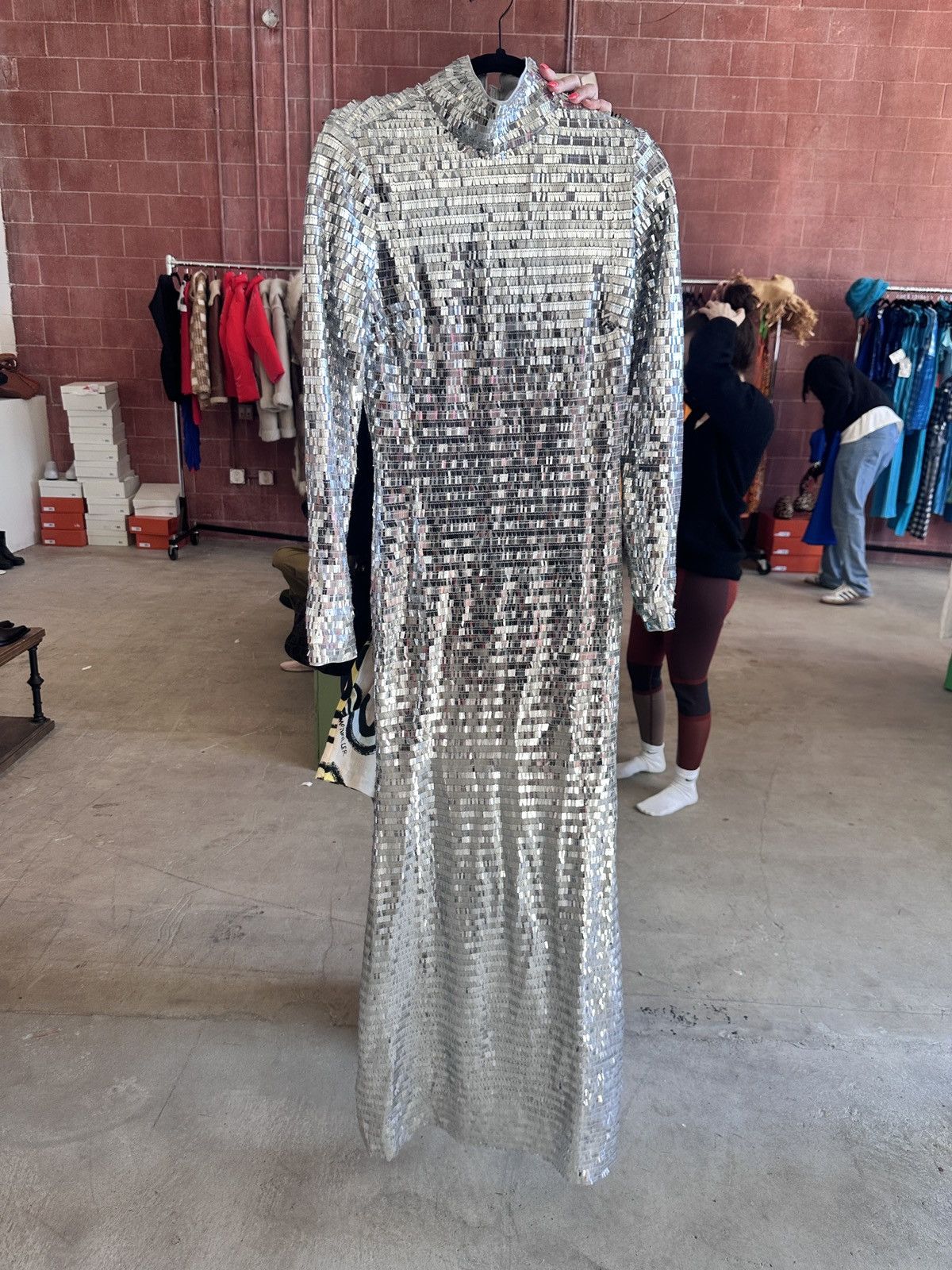 image of Simon Miller Disco Sequin Dress in Silver, Women's (Size Small)