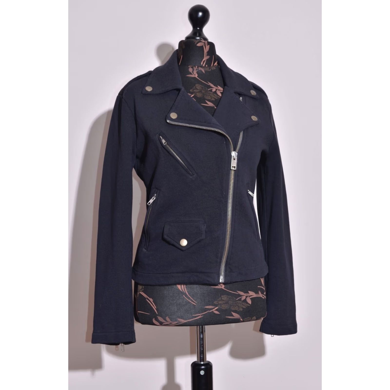 Diesel DIESEL Women's Black Jersey Knit Cotton Zipper Front Biker Jacket M Size M / US 6-8 / IT 42-44 - 2 Thumbnail