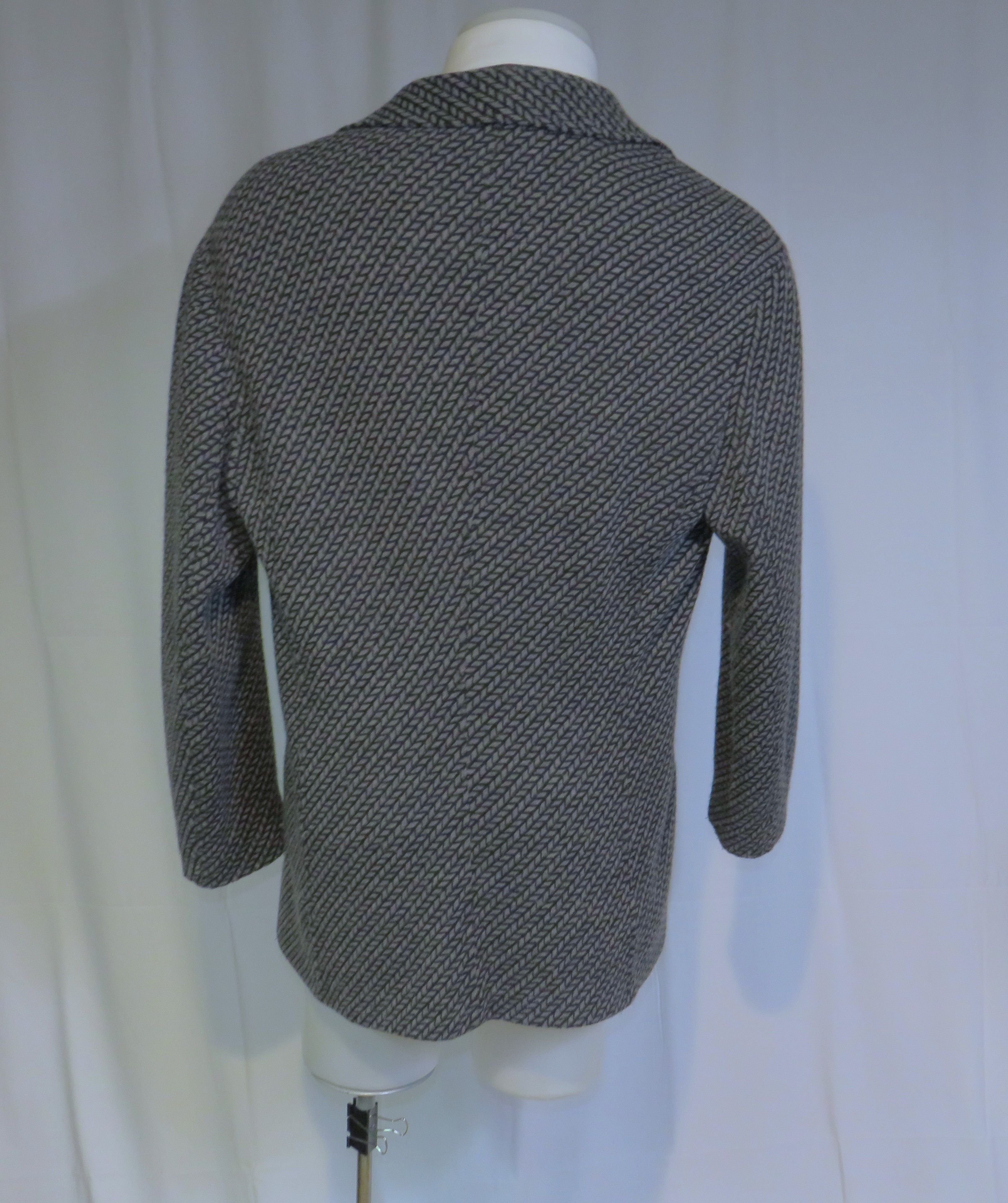 Giorgio Armani Black Label Gray Geometric Recent Sweater Jacket 50 Size 50R - 9 Thumbnail