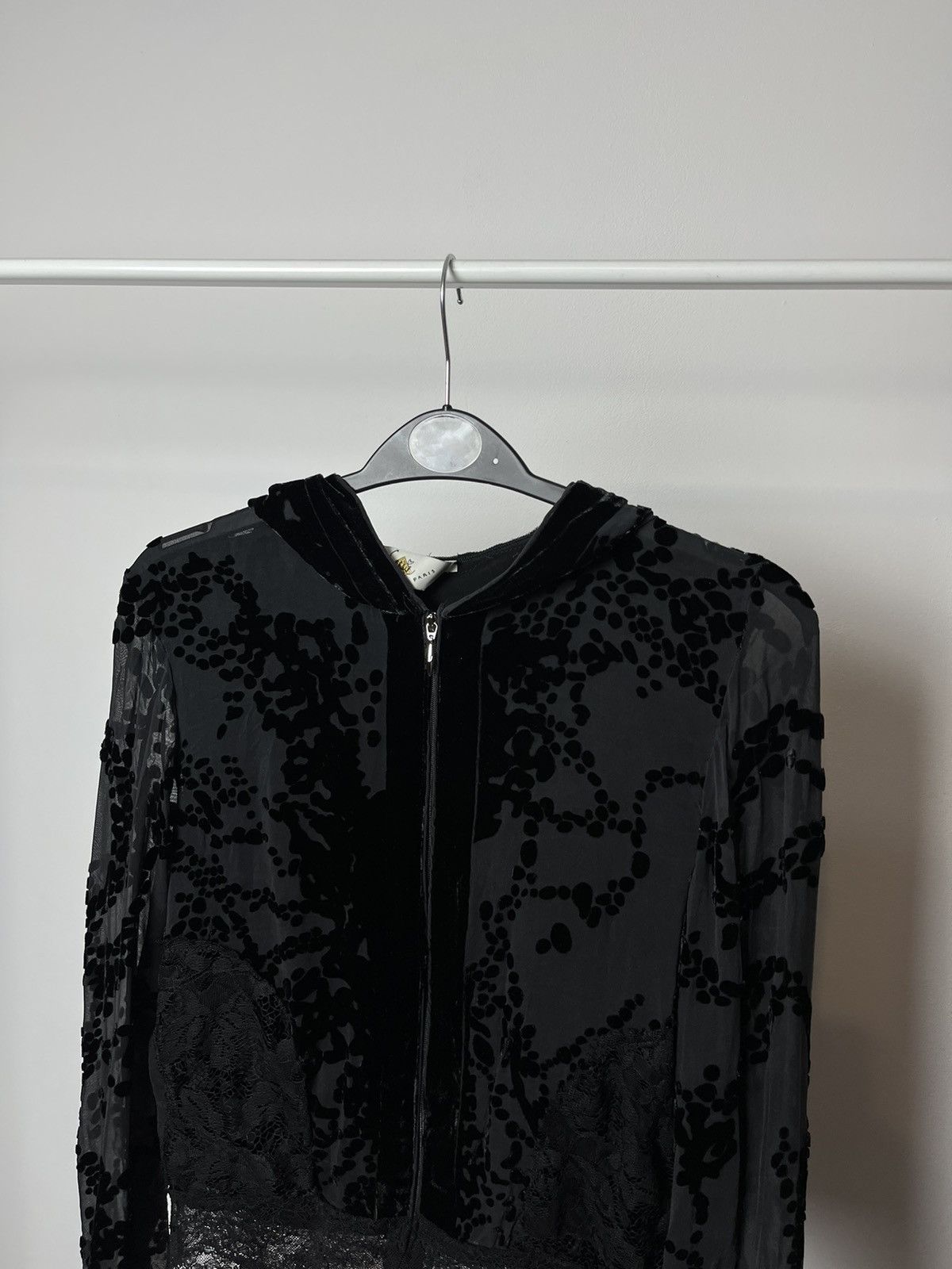 Sagaie Avant Garde velvet mesh Zip Hoodie
