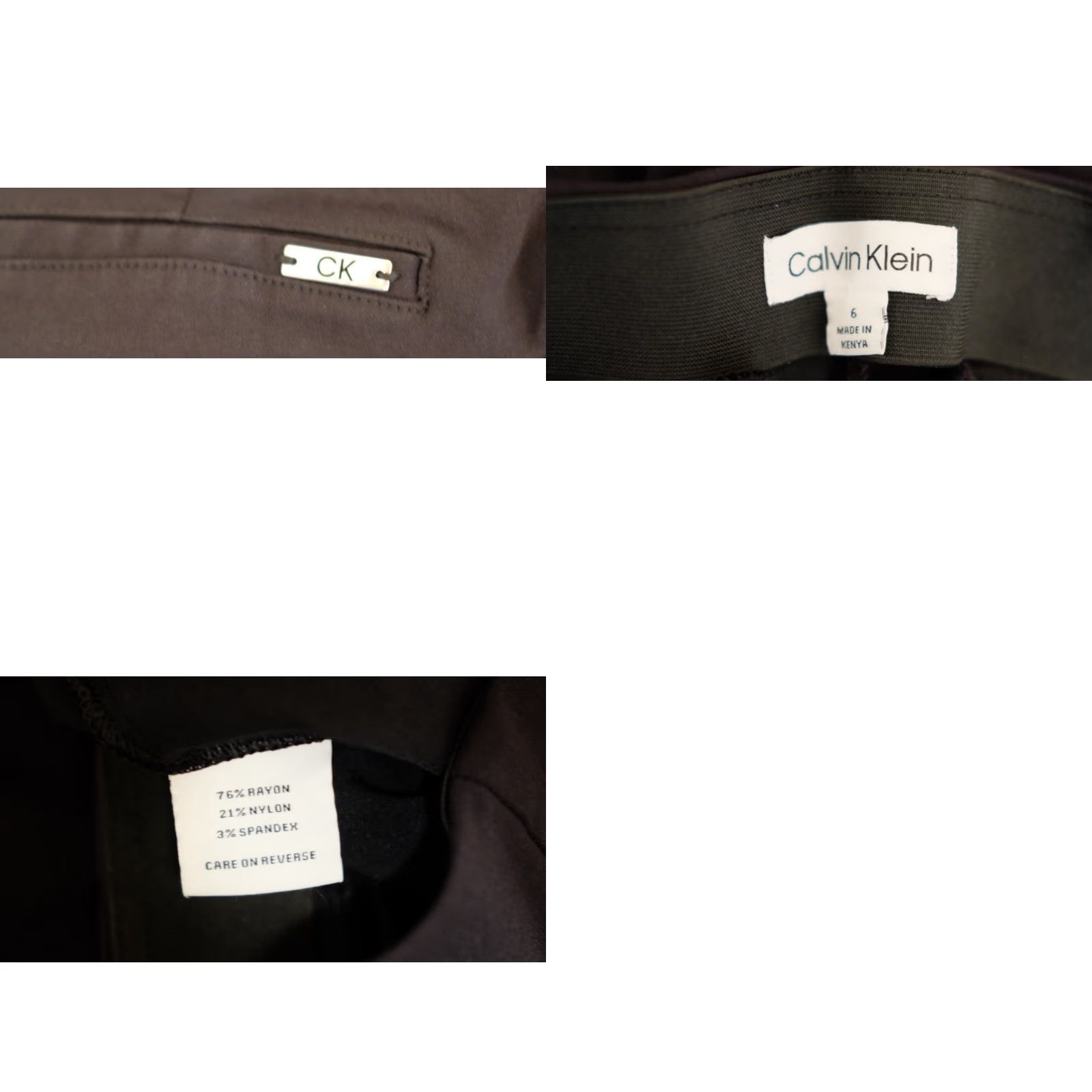 Calvin Klein Calvin Klein Ankle Dress Pants Black Pull On Stretch Women's 6 #H95-5 Dress Pants Slim Mid Rise 27 Inseam 27 in Womens Black Pants Size 28" / US 6 / IT 42 - 8 Thumbnail