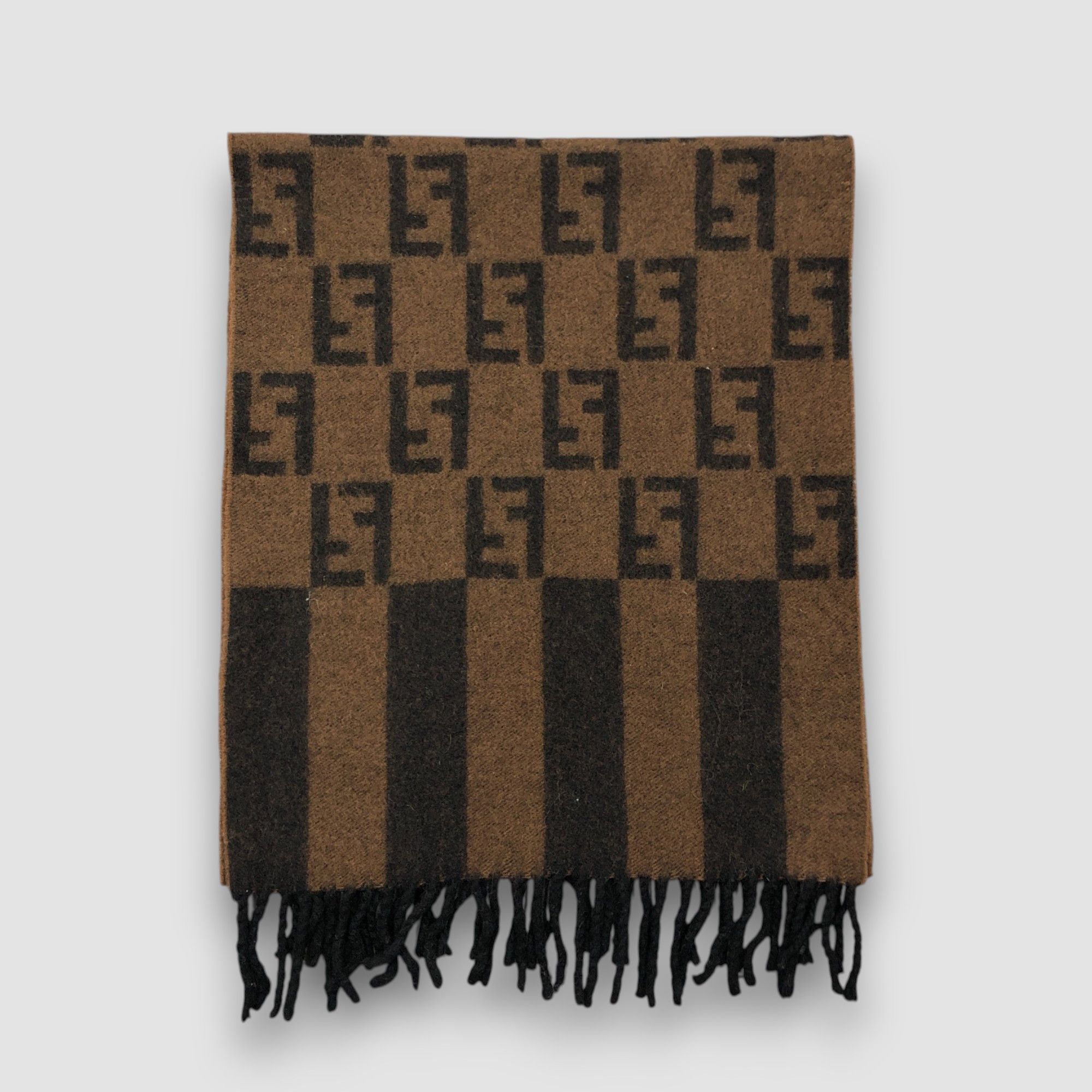 Vintage Vintage Fendi Scarf Fendi Zucca FF Monogram Wool Scarves Size ONE SIZE - 2 Thumbnail