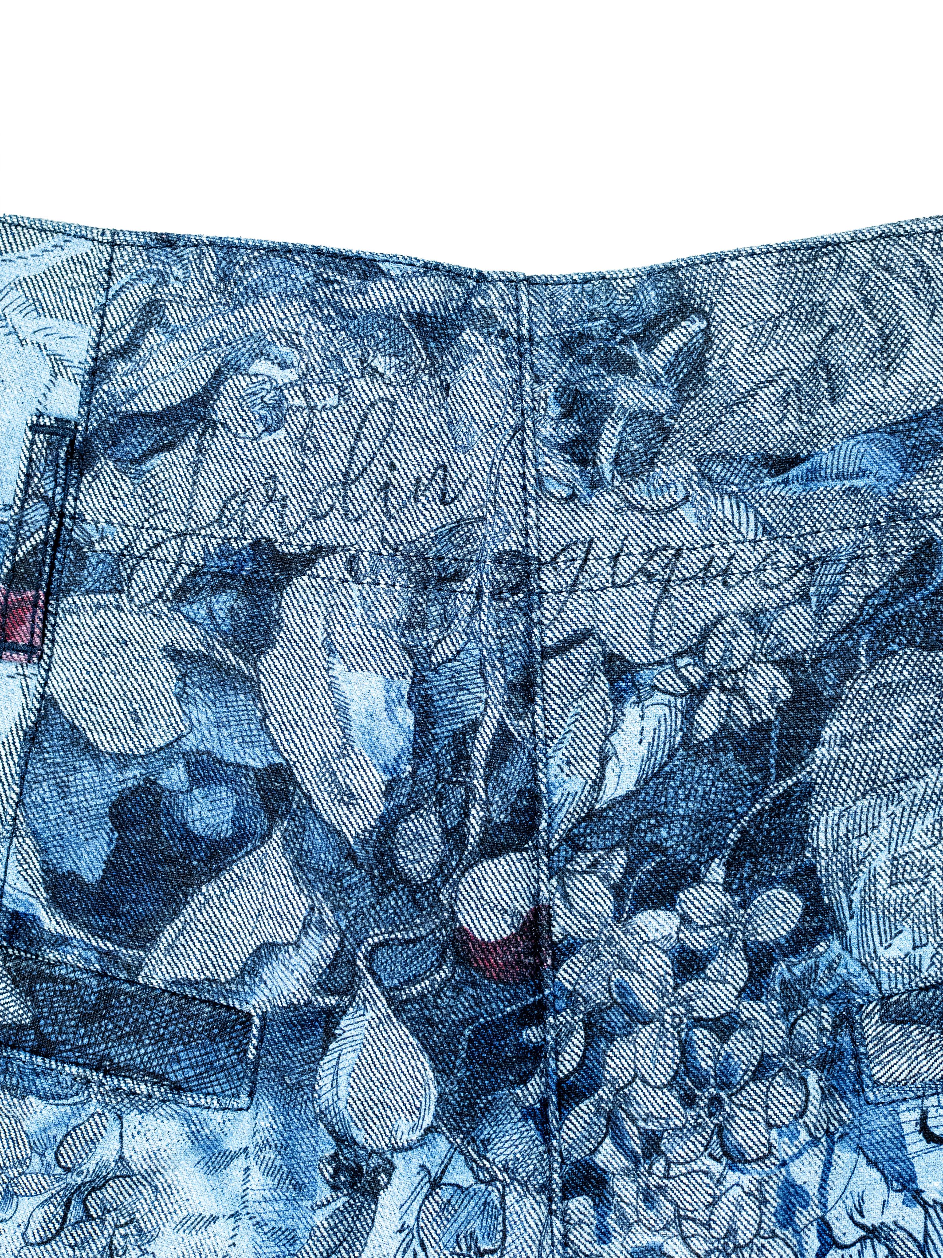 Dior Christian Dior Blue Overall Botanical Printed Denim Shorts Size 25" / US 0 / IT 36 - 4 Thumbnail