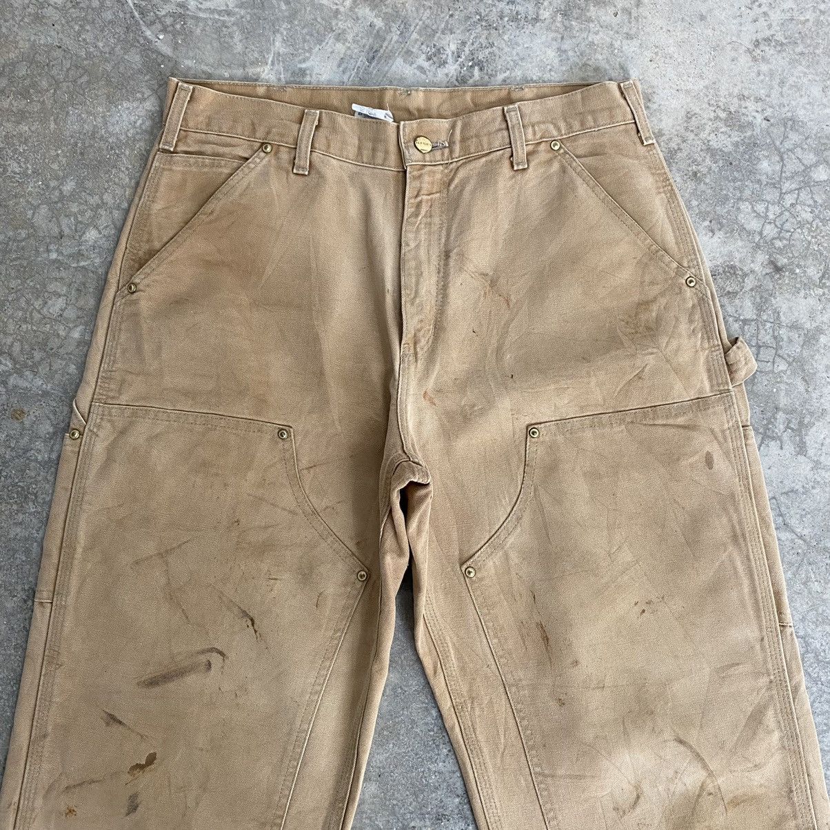 Carhartt VTG Carhartt Double Knee Faded Tan Dirty Carpenter Pants Size US 33 - 2 Thumbnail