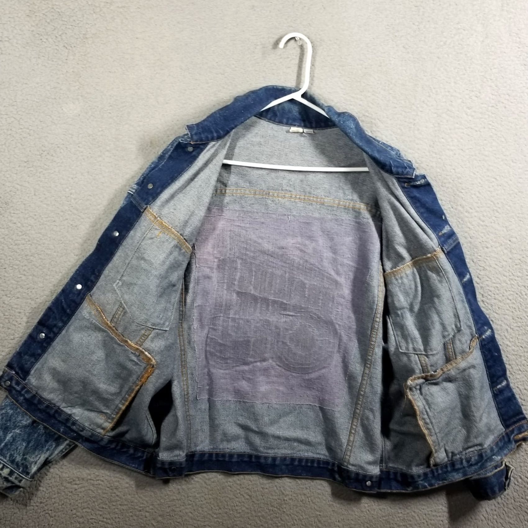 Denime Vintage Rolling Rock Denim Jacket Mens L 90s Acid Wash Blue Bomber Button - 33 Size US L / EU 52-54 / 3 - 3 Thumbnail