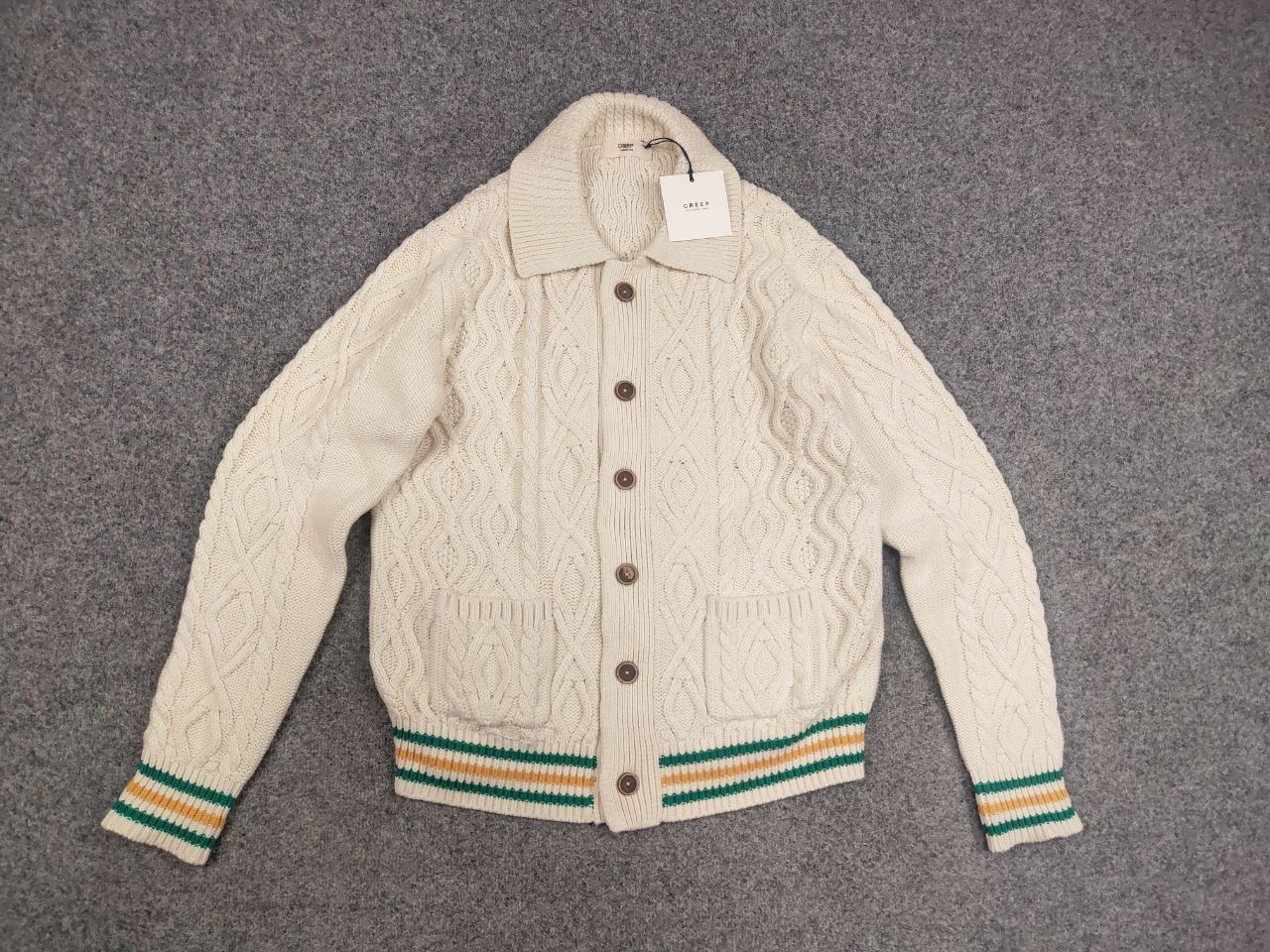 Creep Creep by Hiroshi Awai Design Beige Knit Bottom Cardigan Size US XL / EU 56 / 4 - 12 Thumbnail