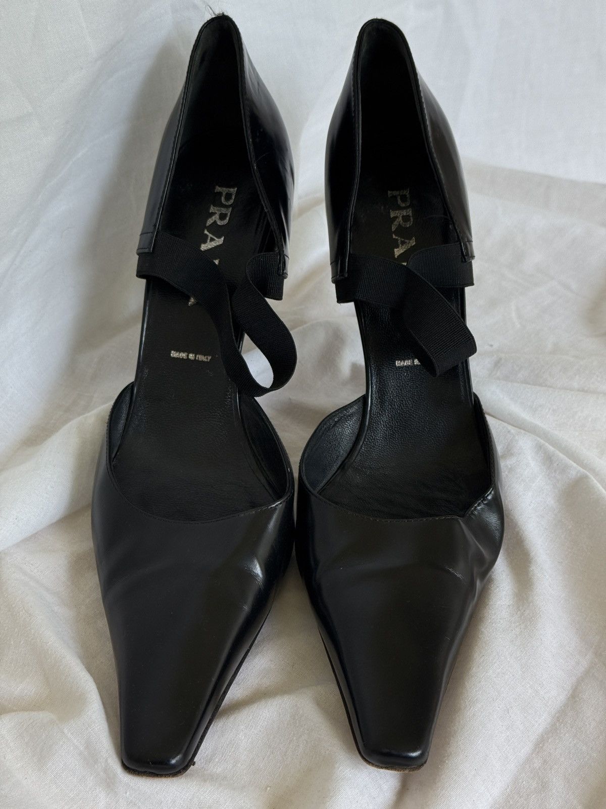 Prada Prada Black Patent Leather Heels Pumps Pointed Toe Size US 9 / IT 39 - 3 Thumbnail