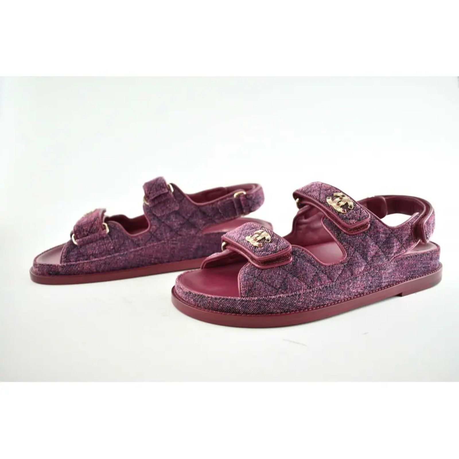 Chanel Chanel 21A Pink Velvet Denim CC Logo Mule Slide Strap Flat Size US 6 / IT 36 - 10 Thumbnail