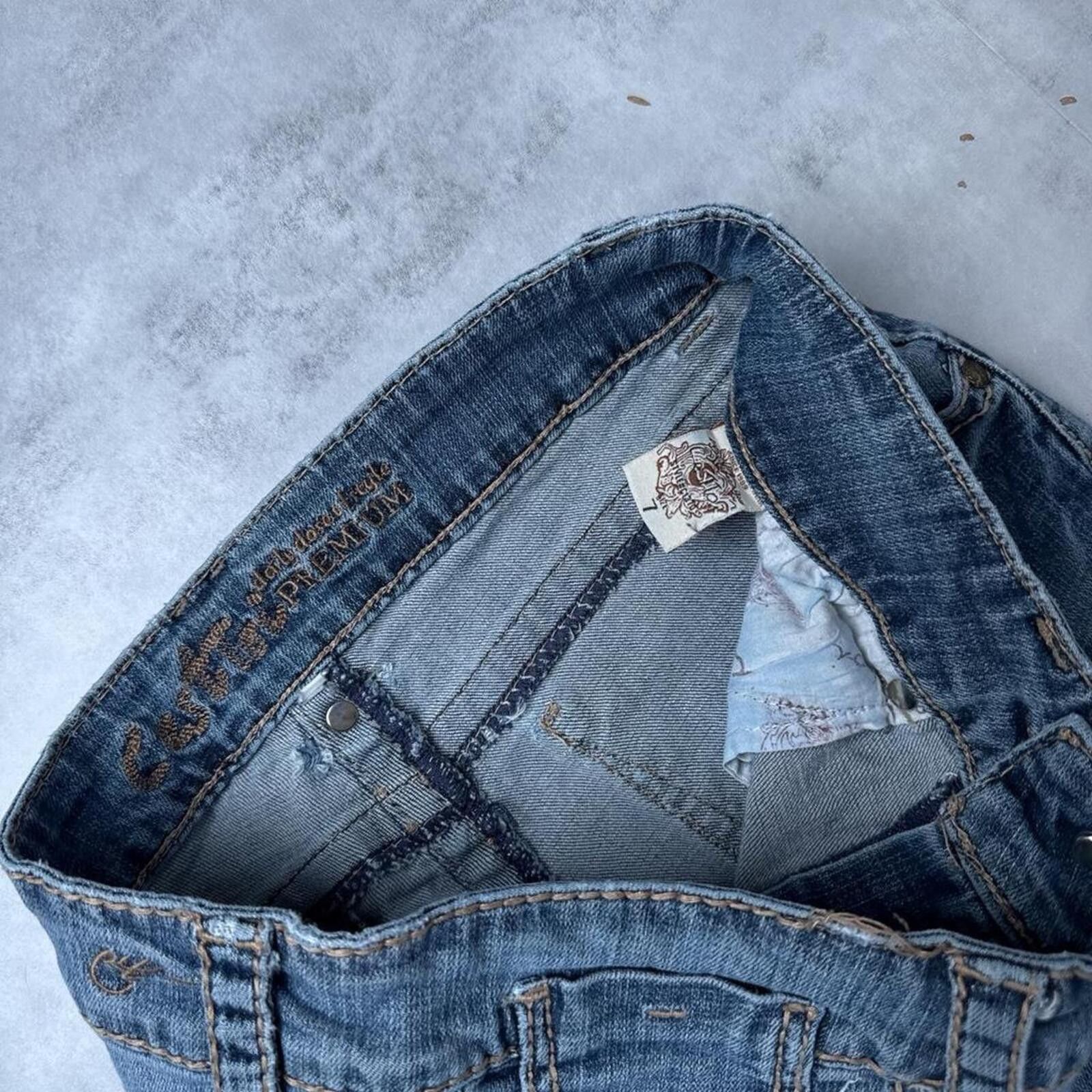 Other Y2K Cest Toi Flared distressed denim 00s jeans Size 30" / US 8 / IT 44 - 3 Thumbnail