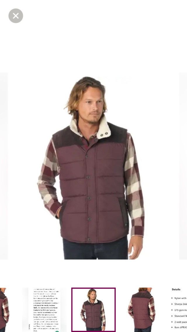 Prana Prana Waylen Mahogany puffer Vest Sherpa Collar & Corduroy Size US XXL / EU 58 / 5 - 4 Thumbnail