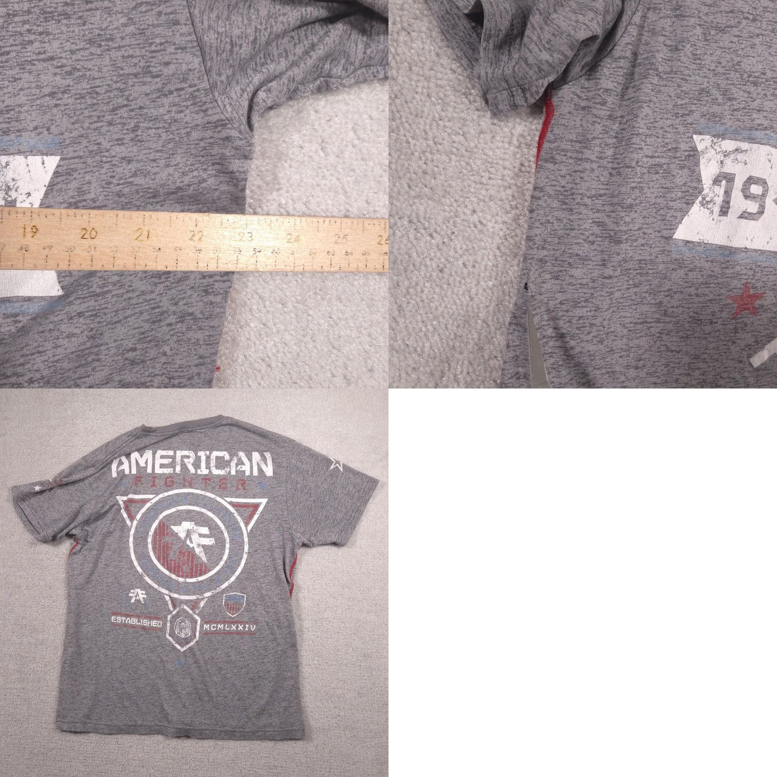 Vintage VINTAGE American Fighter Shirt Mens 2XL Gray 1974 Diamond Logo Graphic Tee Tagless MMA Size US XXL / EU 58 / 5 - 8 Thumbnail
