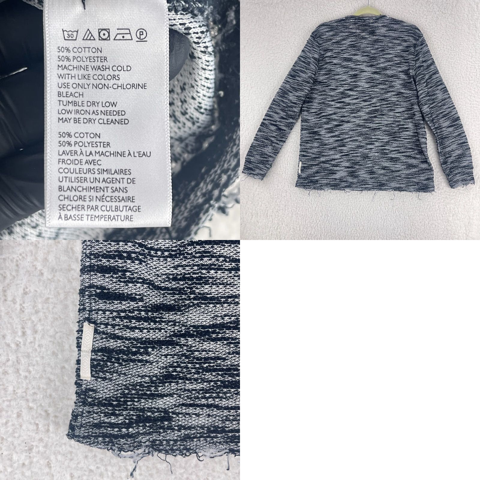 Anthropologie Anthropologie Koto Shirt Womens Medium Black Heathered Long Sleeve Crew Neck Pullover Blouse Size M / US 6-8 / IT 42-44 - 9 Thumbnail