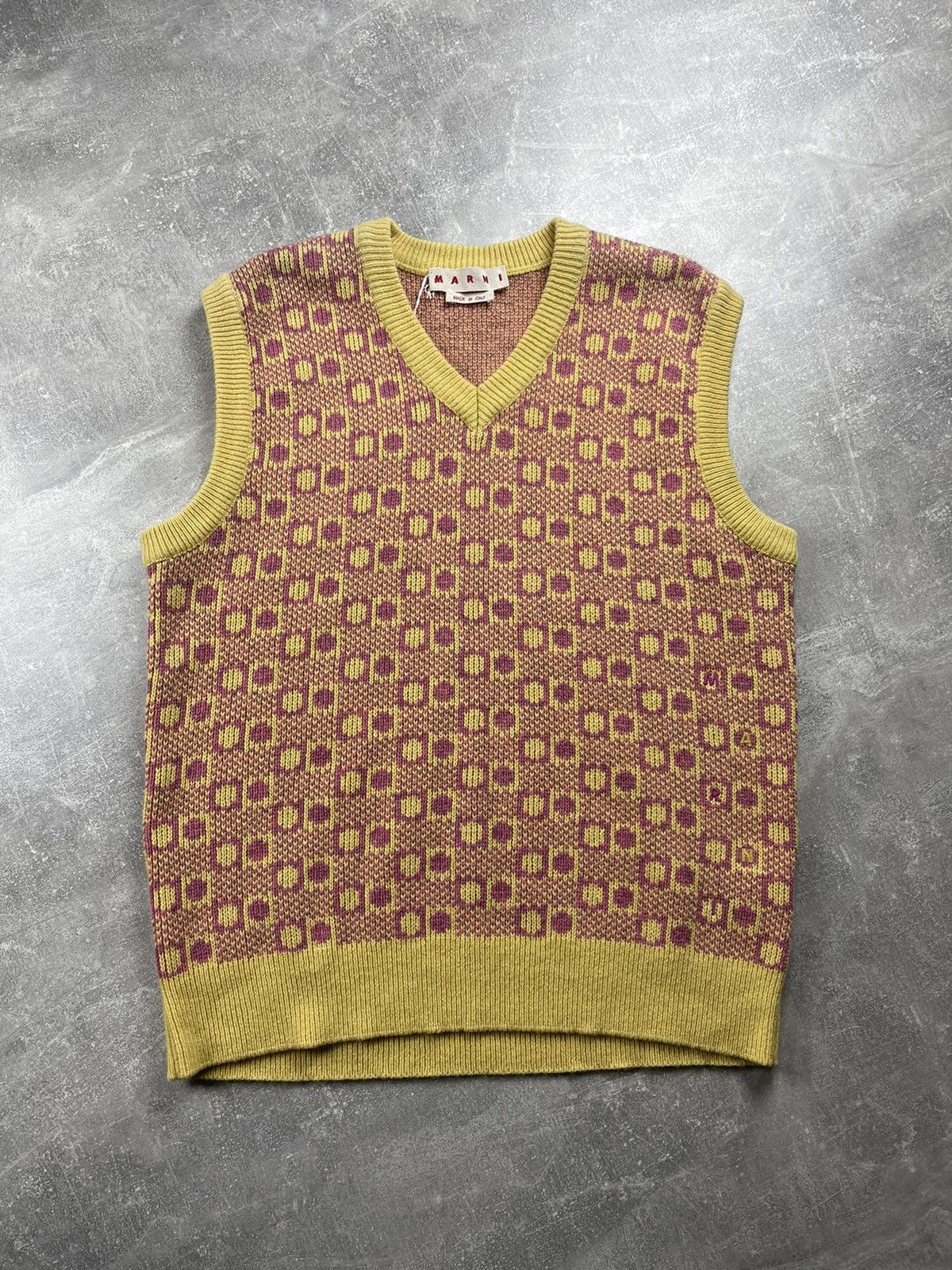 Marni Marni Studio Sleeveless Knit Vest Yellow Purple Pattern Size US L / EU 52-54 / 3 - 2 Thumbnail