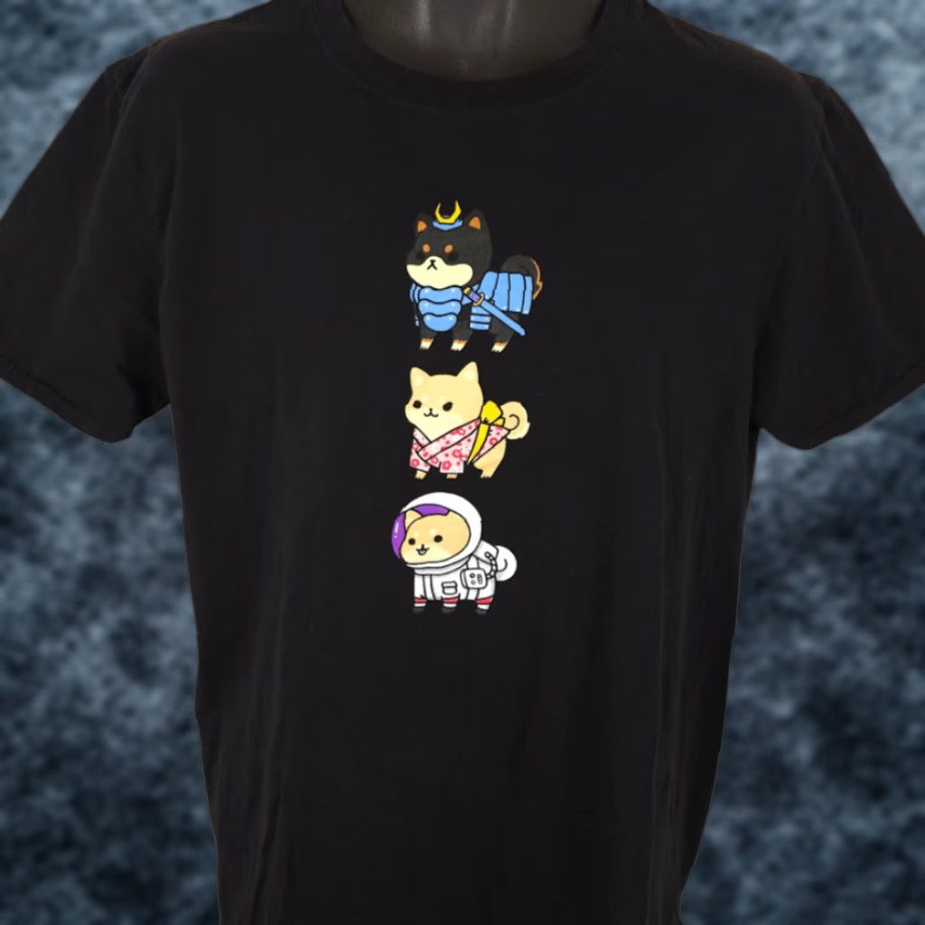 Vintage Kawaii Shiba Inues T Shirt Mens Size Large Black Cute Pikarar Art Tee Size US L / EU 52-54 / 3 - 1 Thumbnail